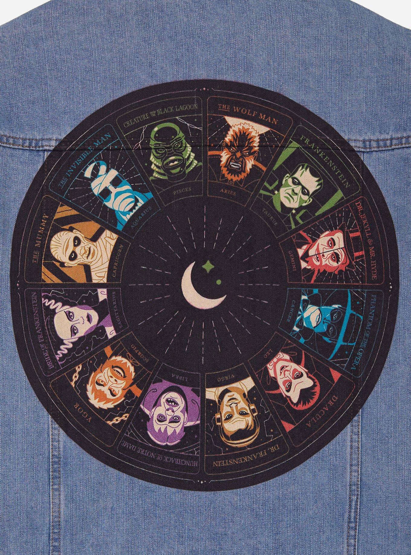Universal Monsters Dark Zodiac Icons Denim Jacket - BoxLunch Exclusive, BLUE, alternate - view 3