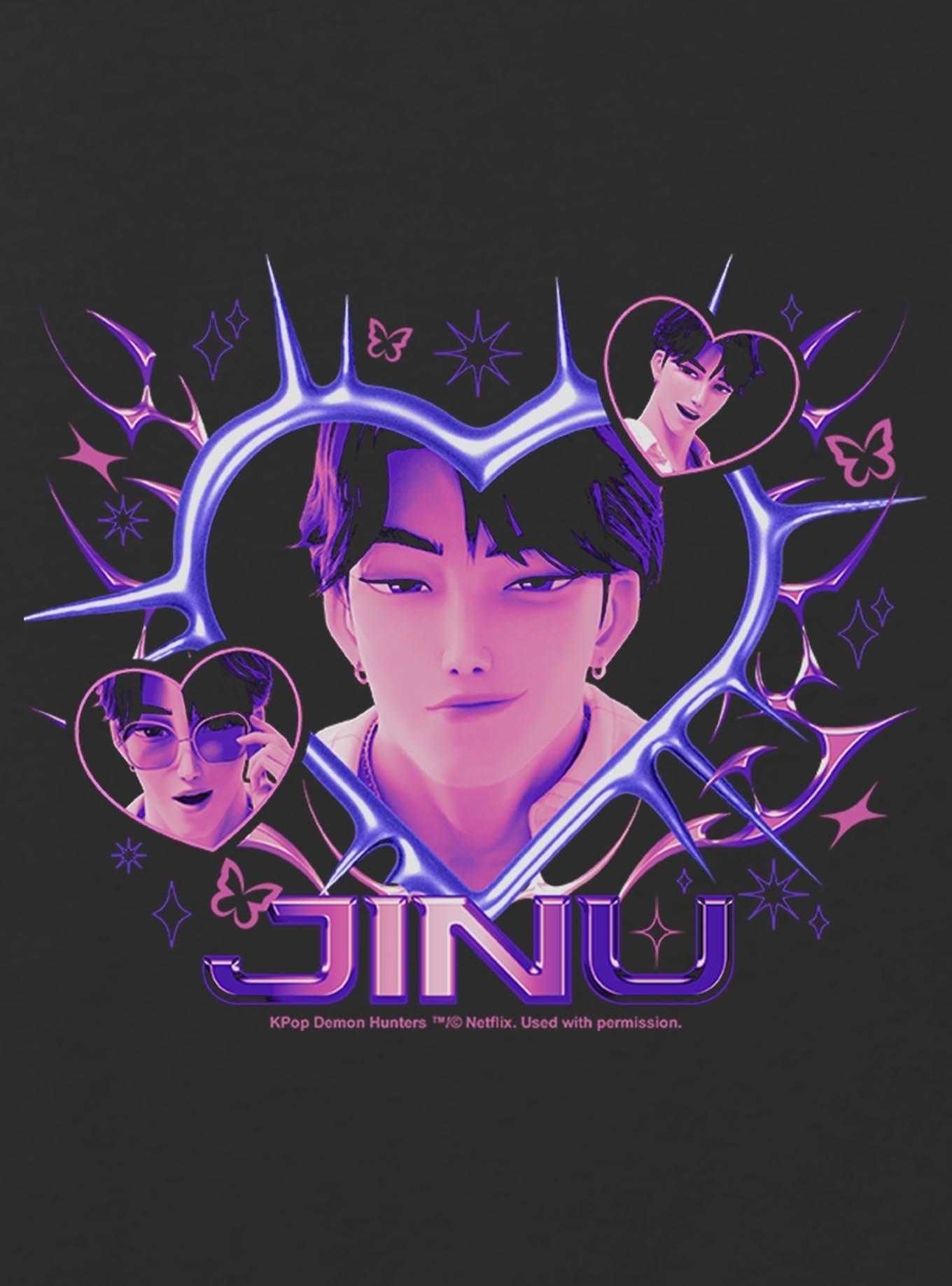 KPop Demon Hunters Jinu With Hearts Youth Girls Boxy Crop T-Shirt, , hi-res