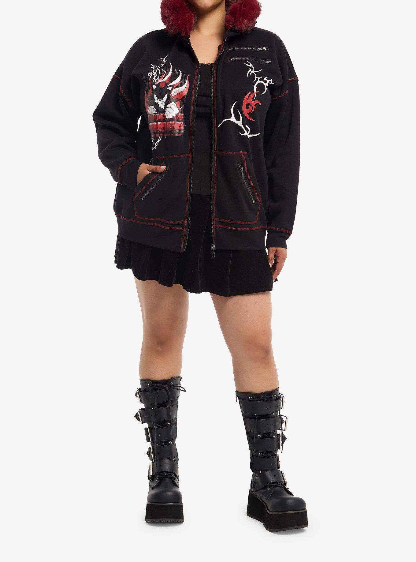 Sonic The Hedgehog Shadow Fur Trim Girls Hoodie Plus Size, MULTI, alternate - view 3