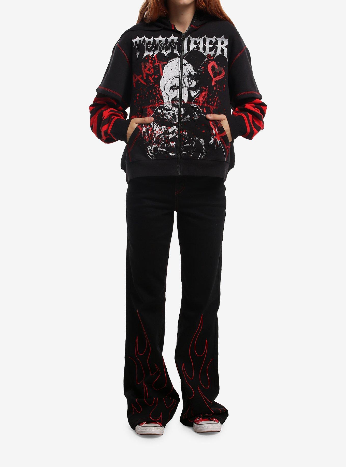 Terrifier Art Blood Splatter Twofer Girls Hoodie, RED, alternate - view 3