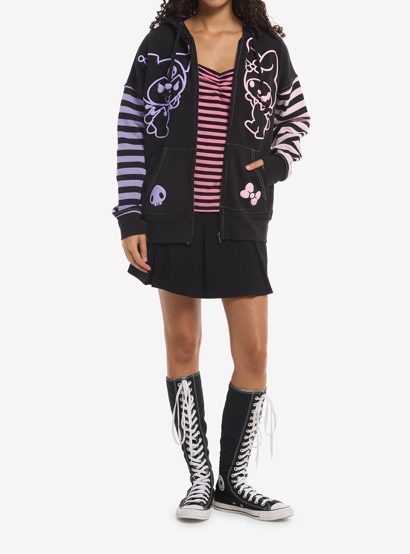 My Melody & Kuromi Split Stripe Girls Hoodie, MULTI, alternate - view 3
