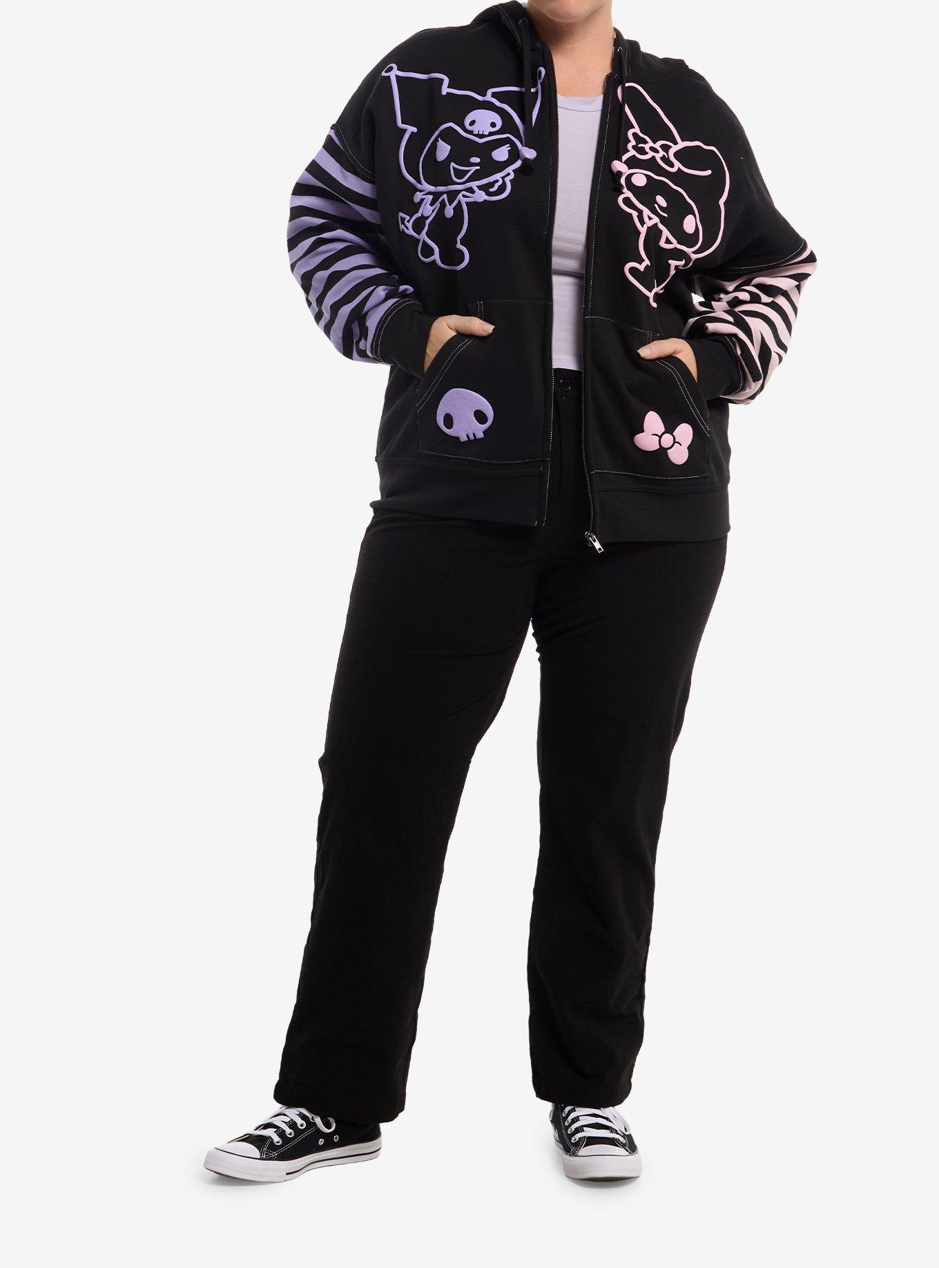 My Melody & Kuromi Split Stripe Girls Hoodie Plus Size, MULTI, alternate - view 3