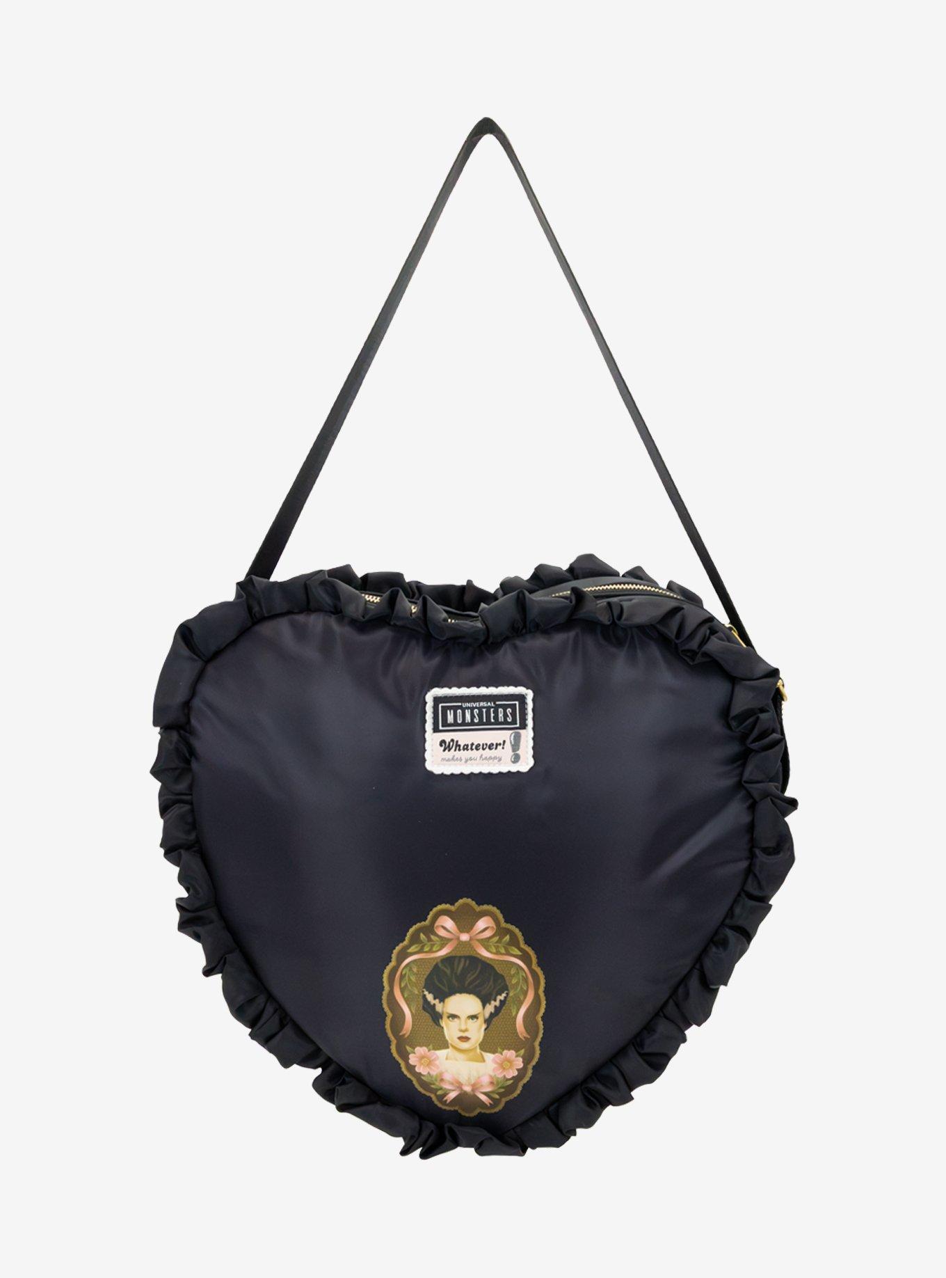 Whatever! Makes You Happy x Universal Monsters Coquette Frankie & Bride Heart Tote Bag, , alternate - view 3