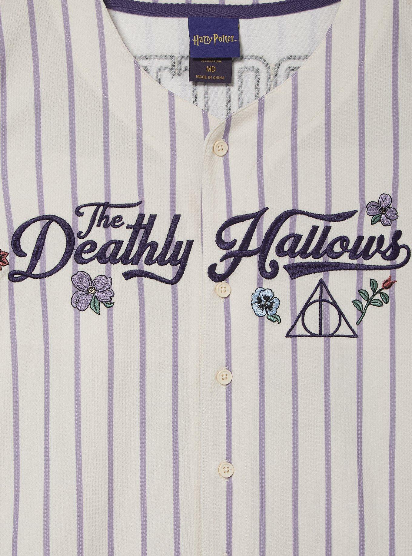 Harry Potter The Deathly Hallows Women's Cropped Baseball Jersey &mdash; BoxLunch Exclusive, PURPLE, alternate - view 3