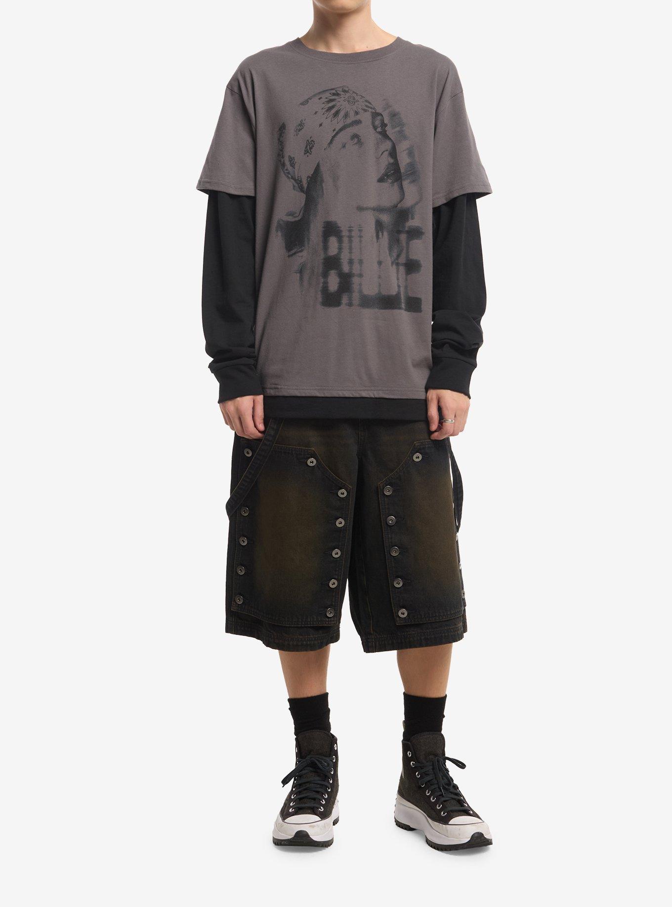 Billie Eilish Faded Portrait Name Twofer Long-Sleeve T-Shirt, , hi-res