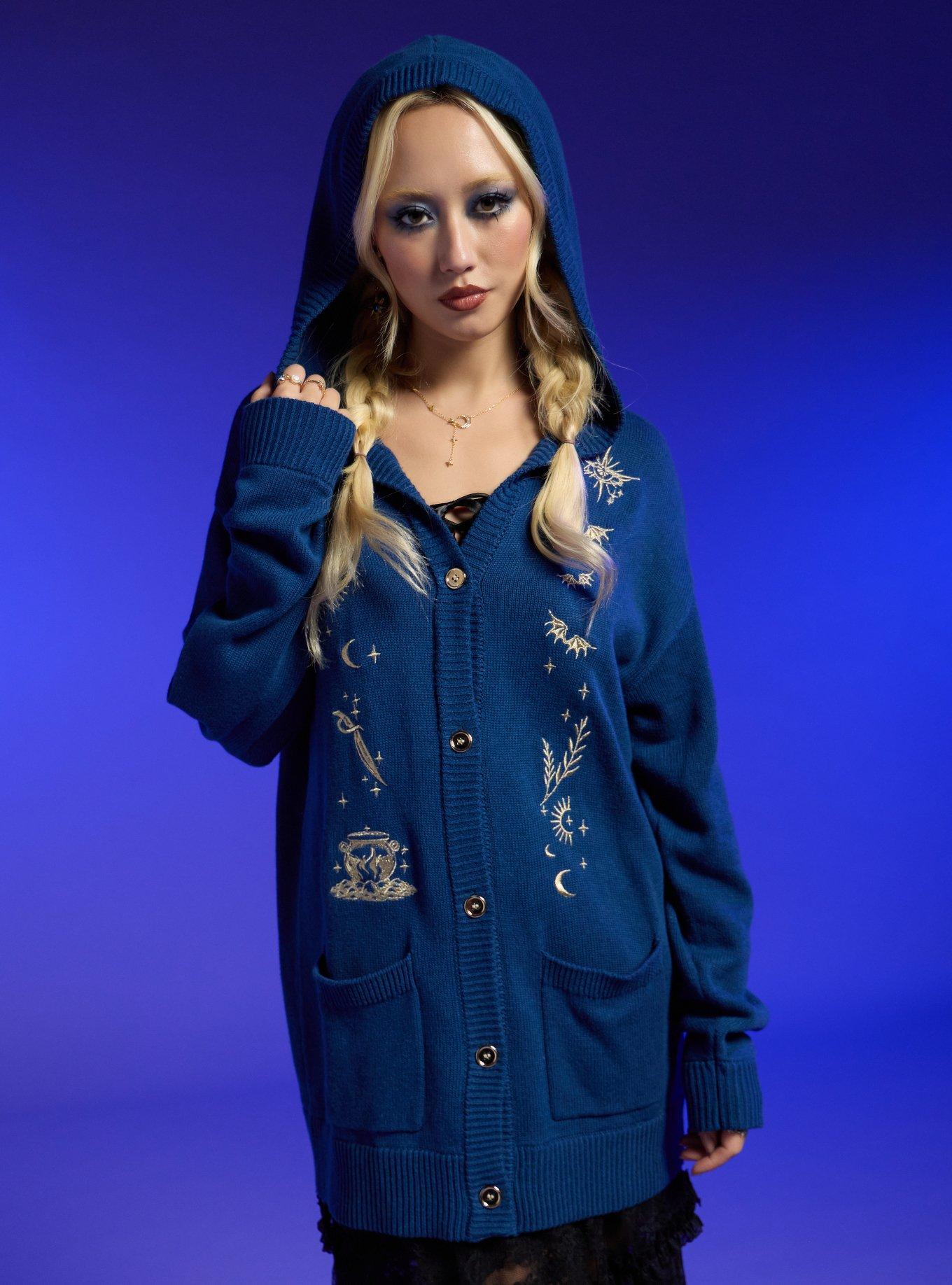 A Court Of Thorns And Roses Night Court Hooded Girls Cardigan, BLUE, alternate - view 4