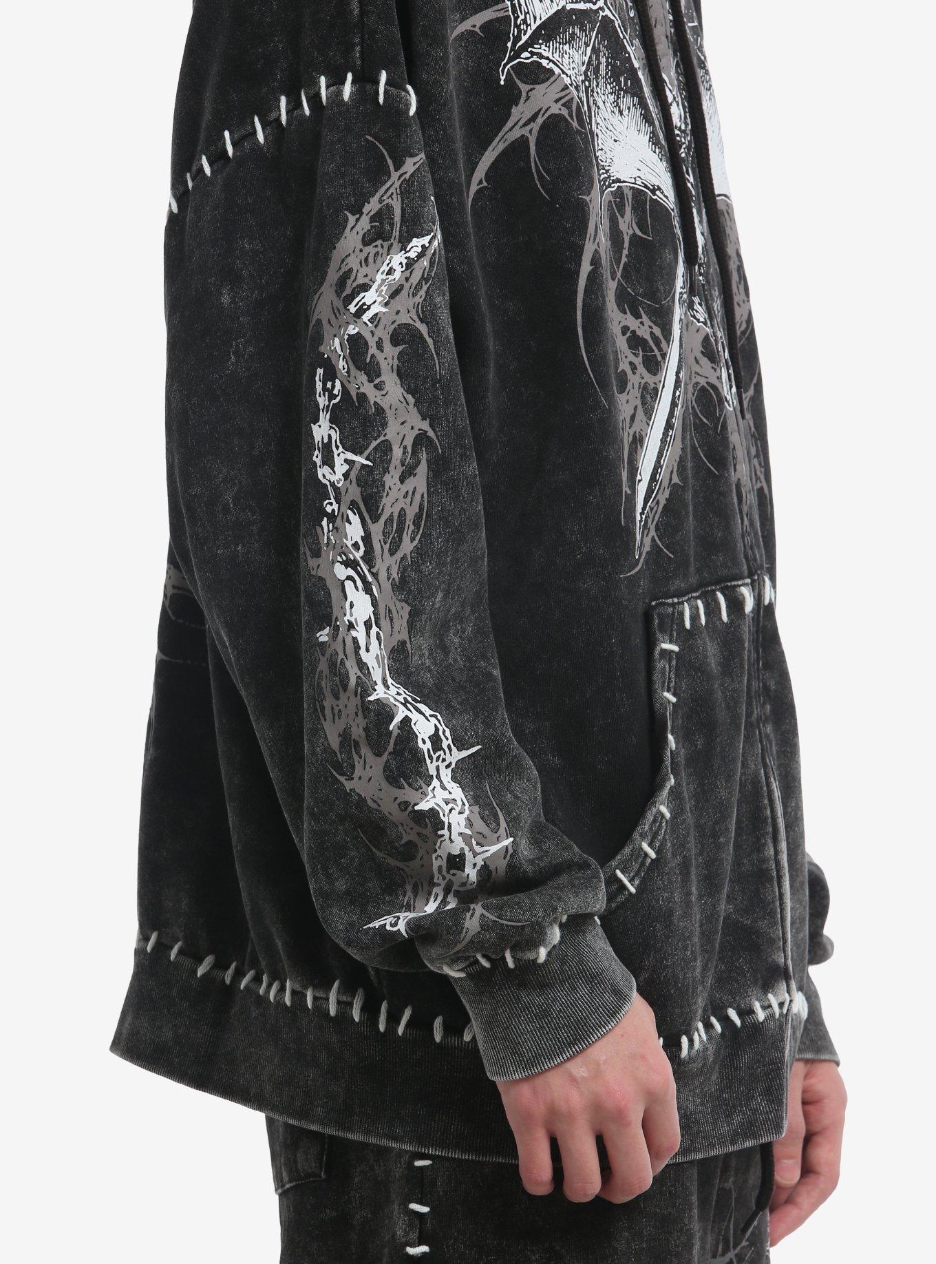 Bat Ears Stitch Dark Wash Hoodie, , alternate - view 4