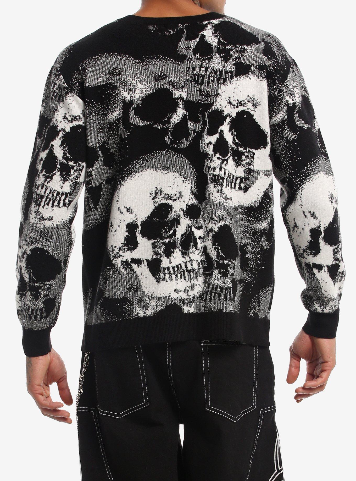Black & White Skull Collage Knit Sweater, , alternate - view 3