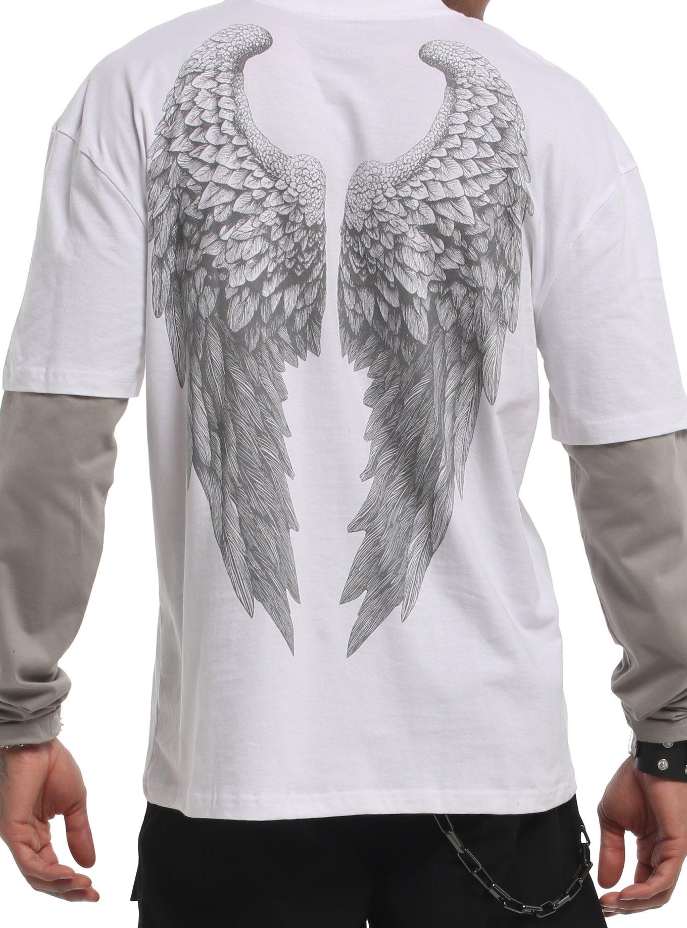 Grey Skull Wings Twofer Long-Sleeve T-Shirt, GREY, alternate - view 2
