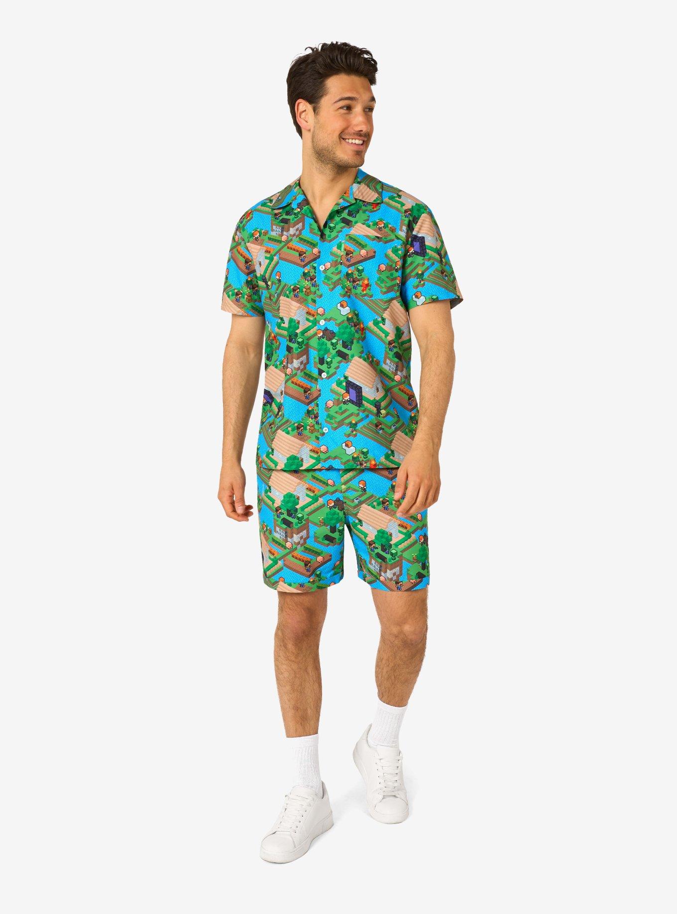 Minecraft Overworld Button-Up Shirt and Short, , hi-res