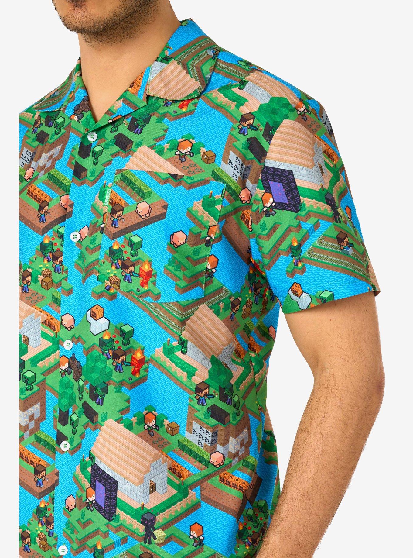 Minecraft Overworld Button-Up Shirt and Short, MULTI, alternate