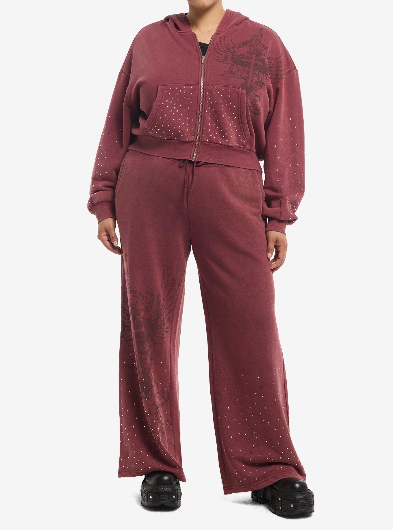 Social Collision Winged Cross Rhinestone Girls Lounge Pants Plus Size, MULTI, alternate - view 3