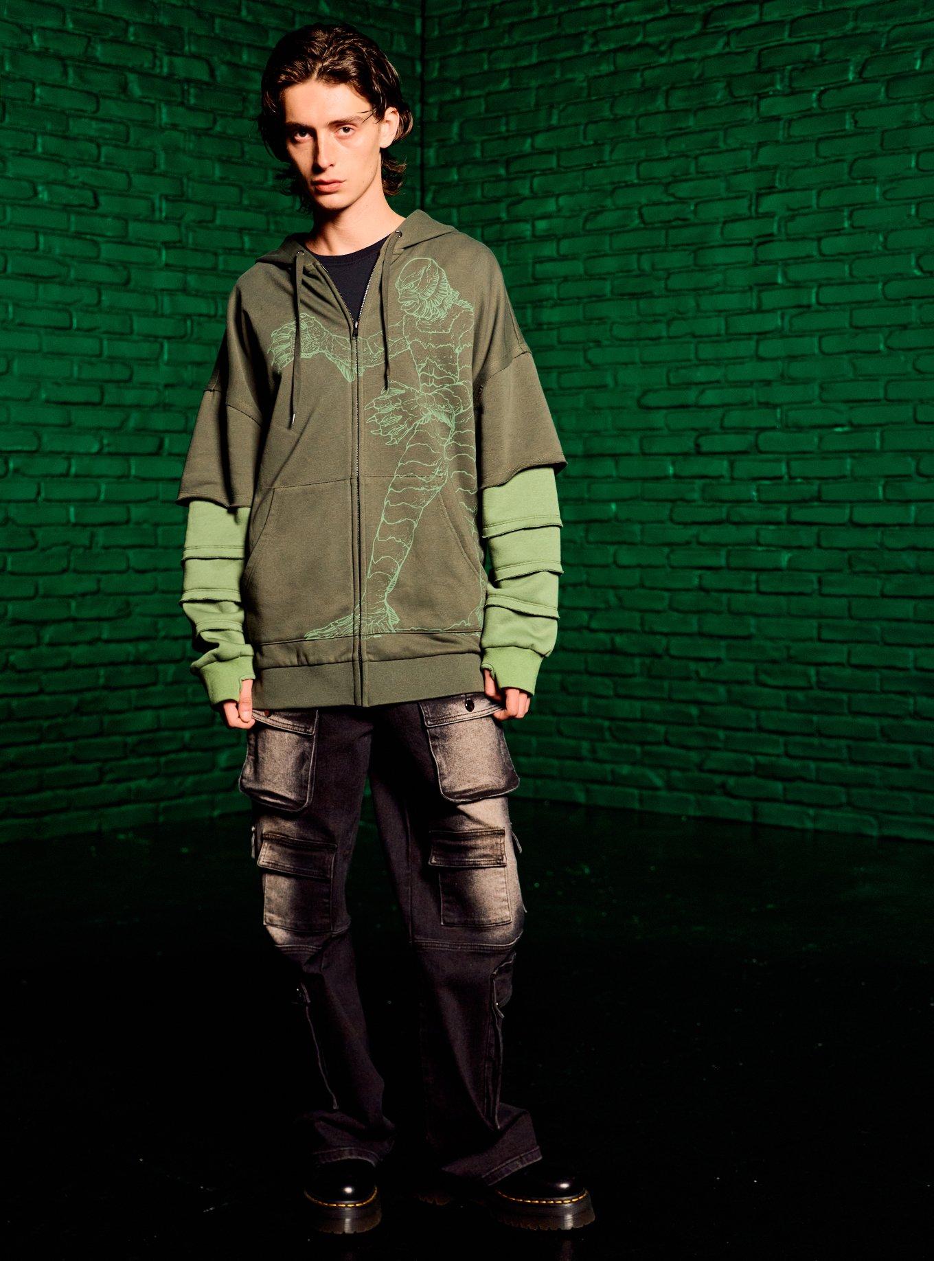 Universal Monsters Creature From The Black Lagoon Twofer Hoodie, GREEN, alternate - view 3