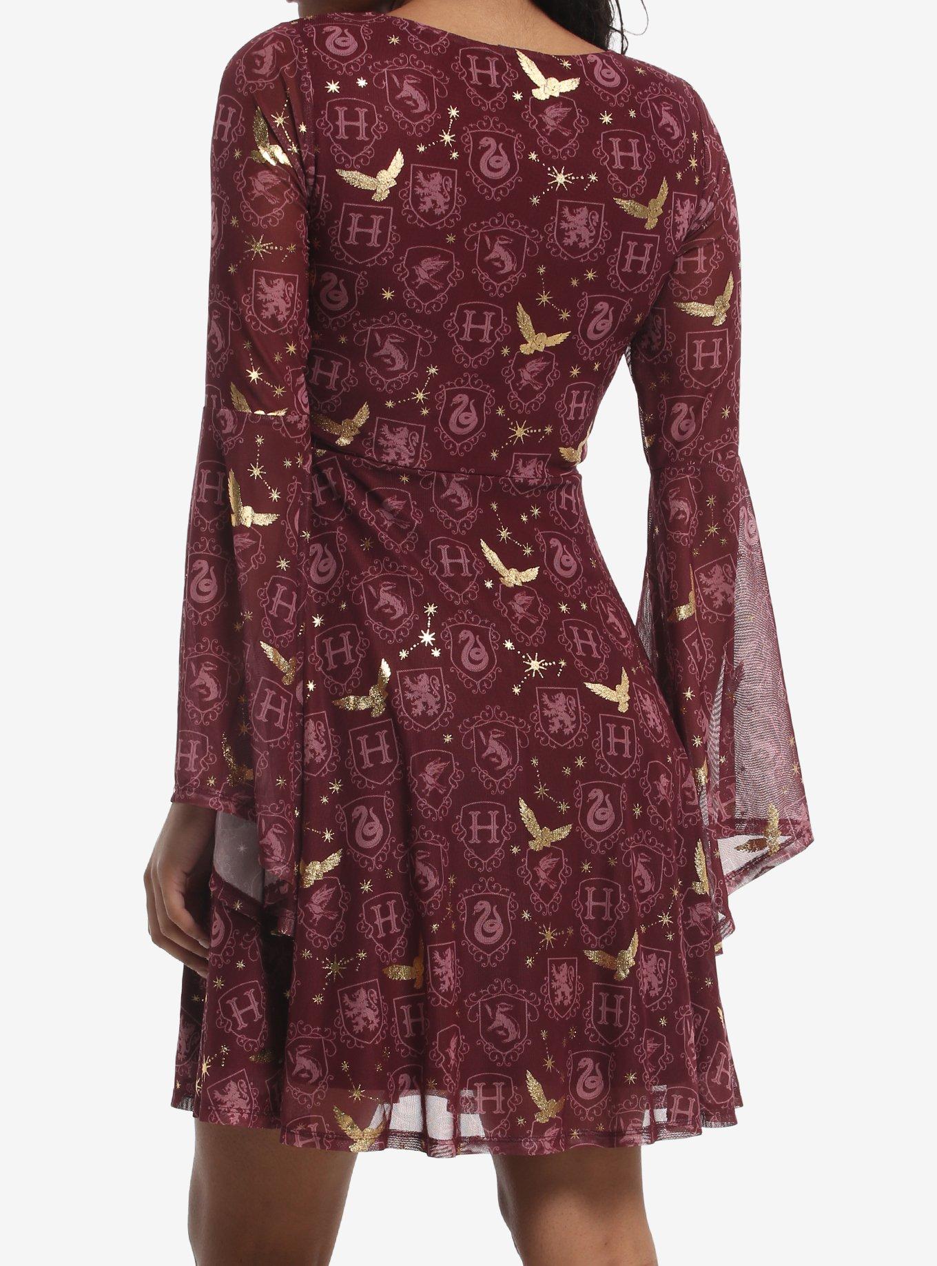 Harry Potter Hogwarts Crests Long Sleeve Mesh Dress Her Universe Exclusive, MULTI, alternate - view 3