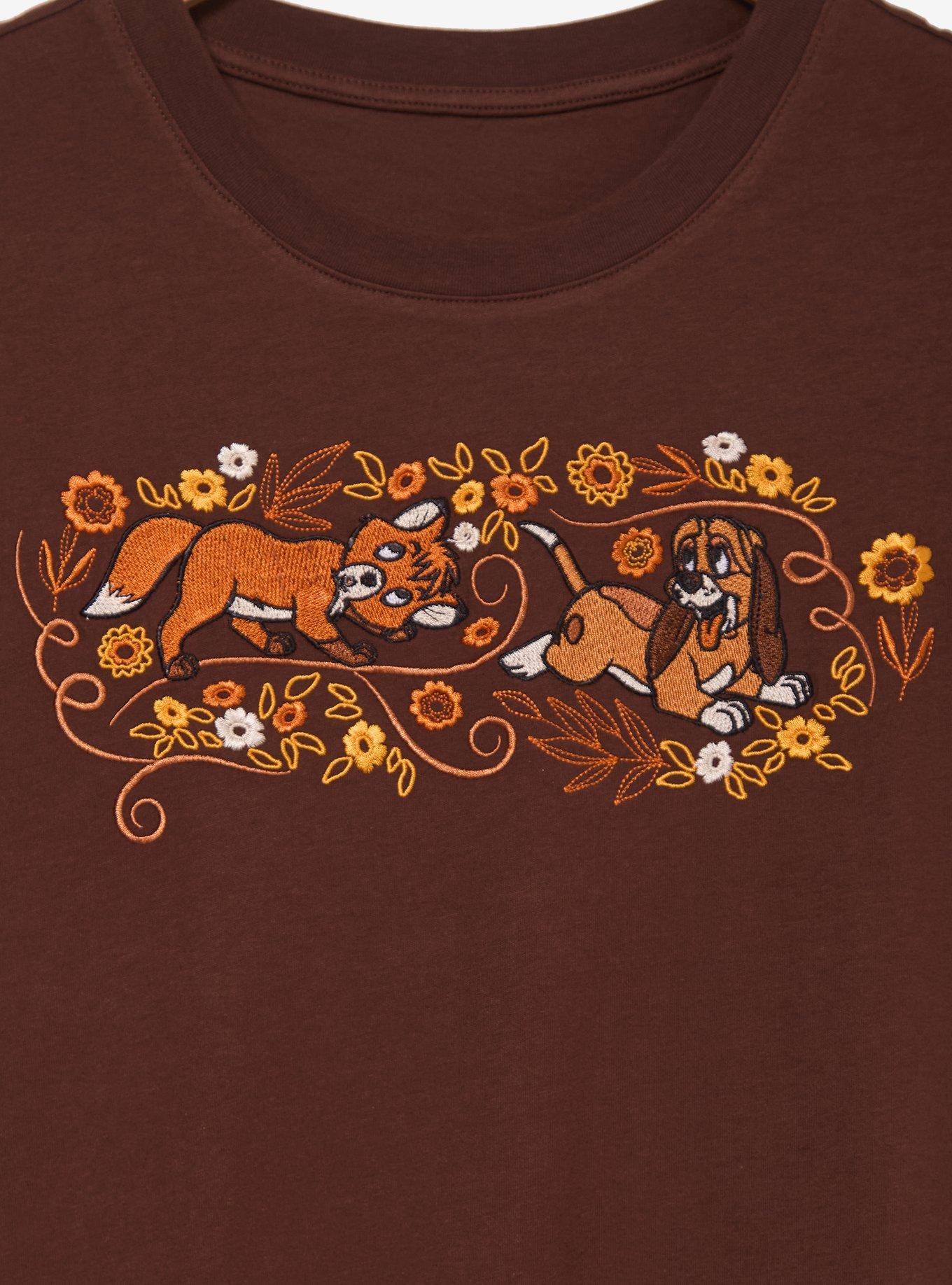 Disney The Fox and the Hound Embroidered Women's Plus Size T-Shirt - BoxLunch Exclusive, ORANGE, alternate - view 2