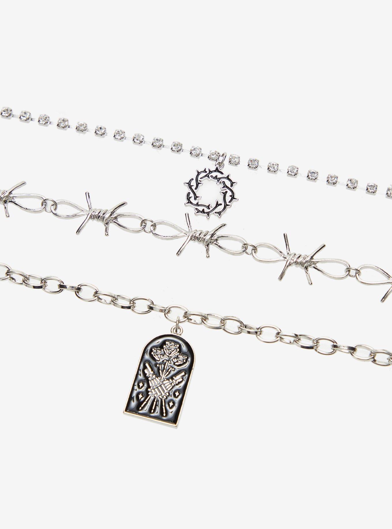 Bad Omens Barbed Wire Flower Necklace Set, , alternate - view 3