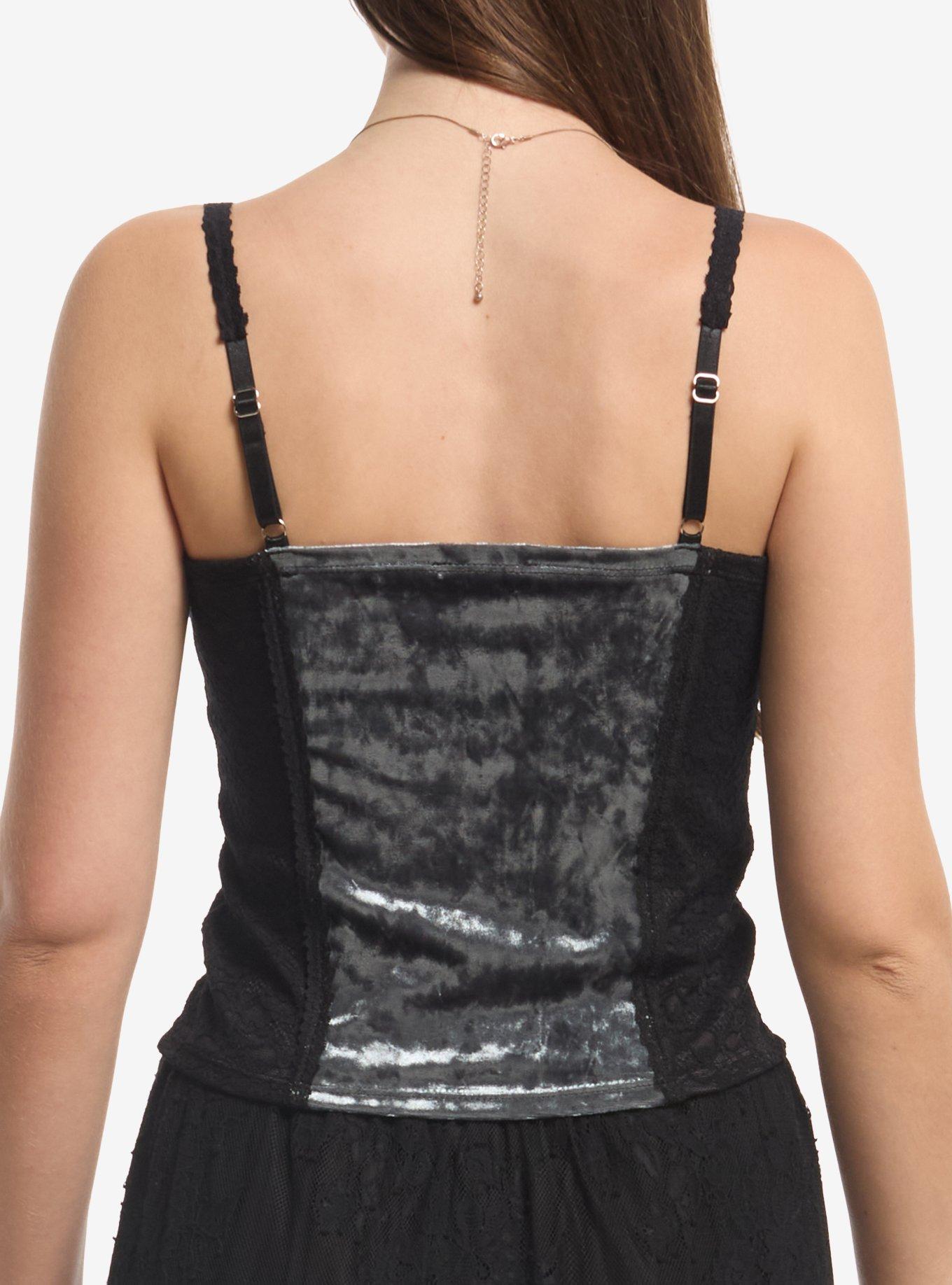 Cosmic Aura Grey & Black Velvet Lace-Up Girls Cami, MULTI, alternate - view 3