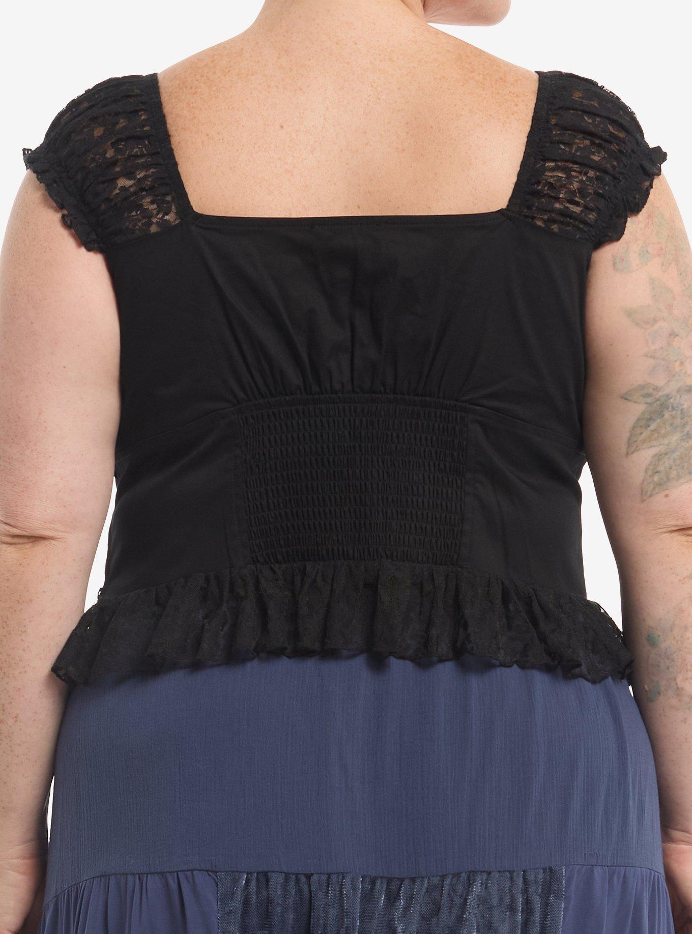Cosmic Aura Black Lace Bustier Girls Top Plus Size, MULTI, alternate - view 3