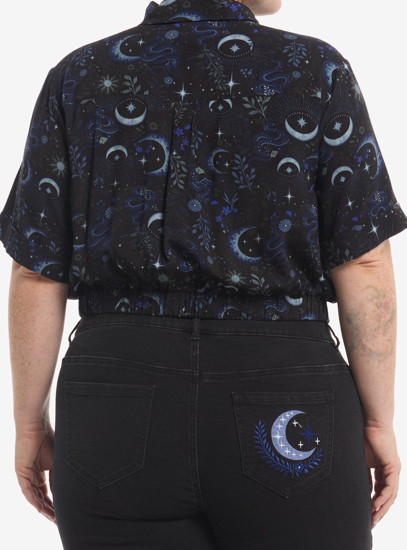 Cosmic Aura Celestial Snake Girls Woven Button-Up Plus Size, MULTI, alternate - view 3