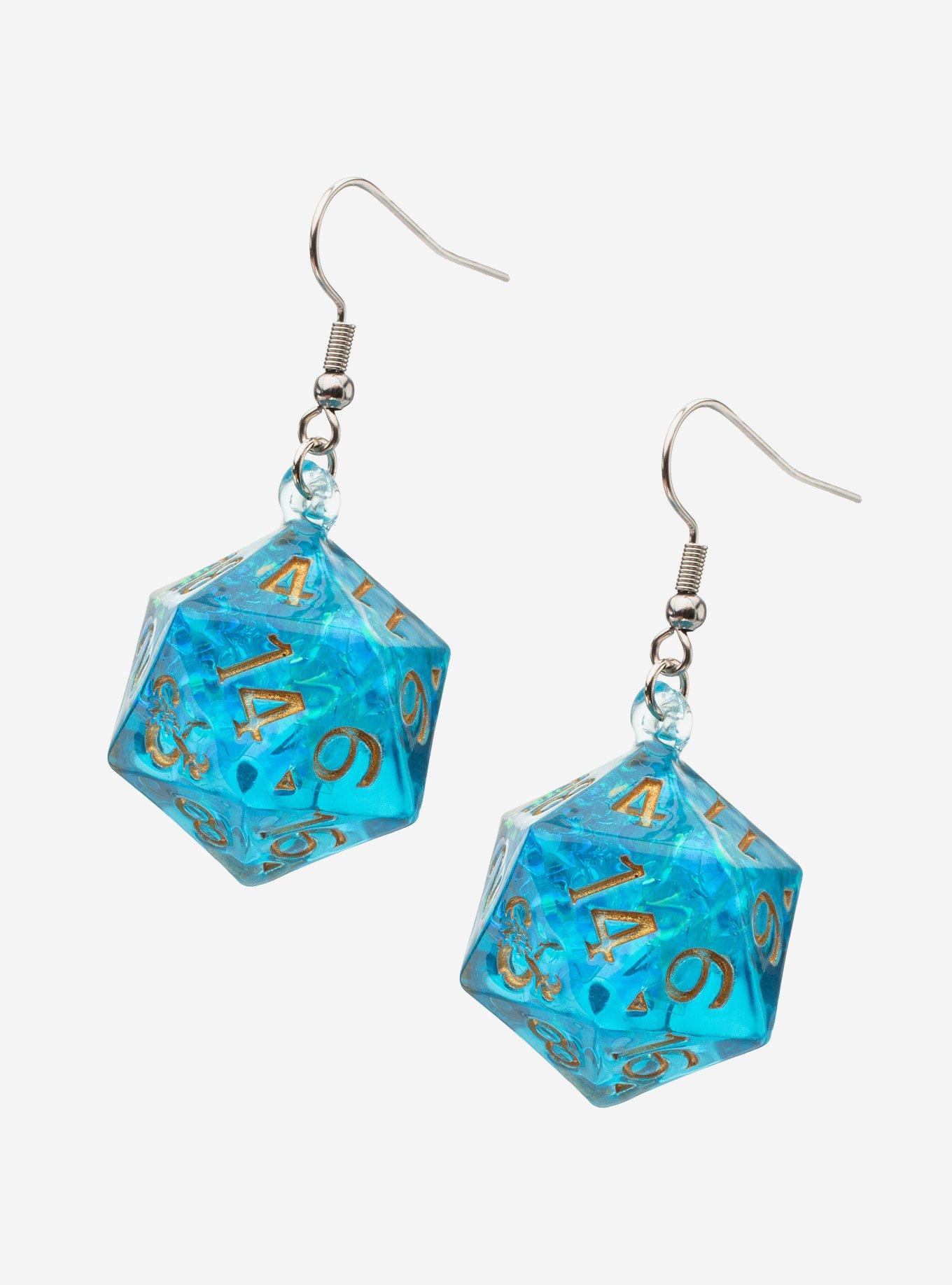 Dungeons & Dragons Blue D20 Drop Earrings, , alternate - view 3