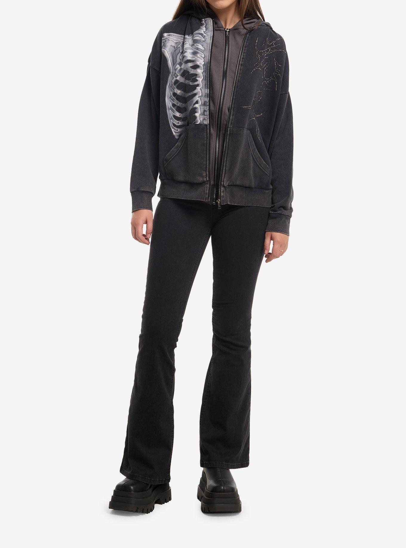 Social Collision Skeleton Cyber Sigil Rhinestone Girls Hoodie, MULTI, alternate - view 3