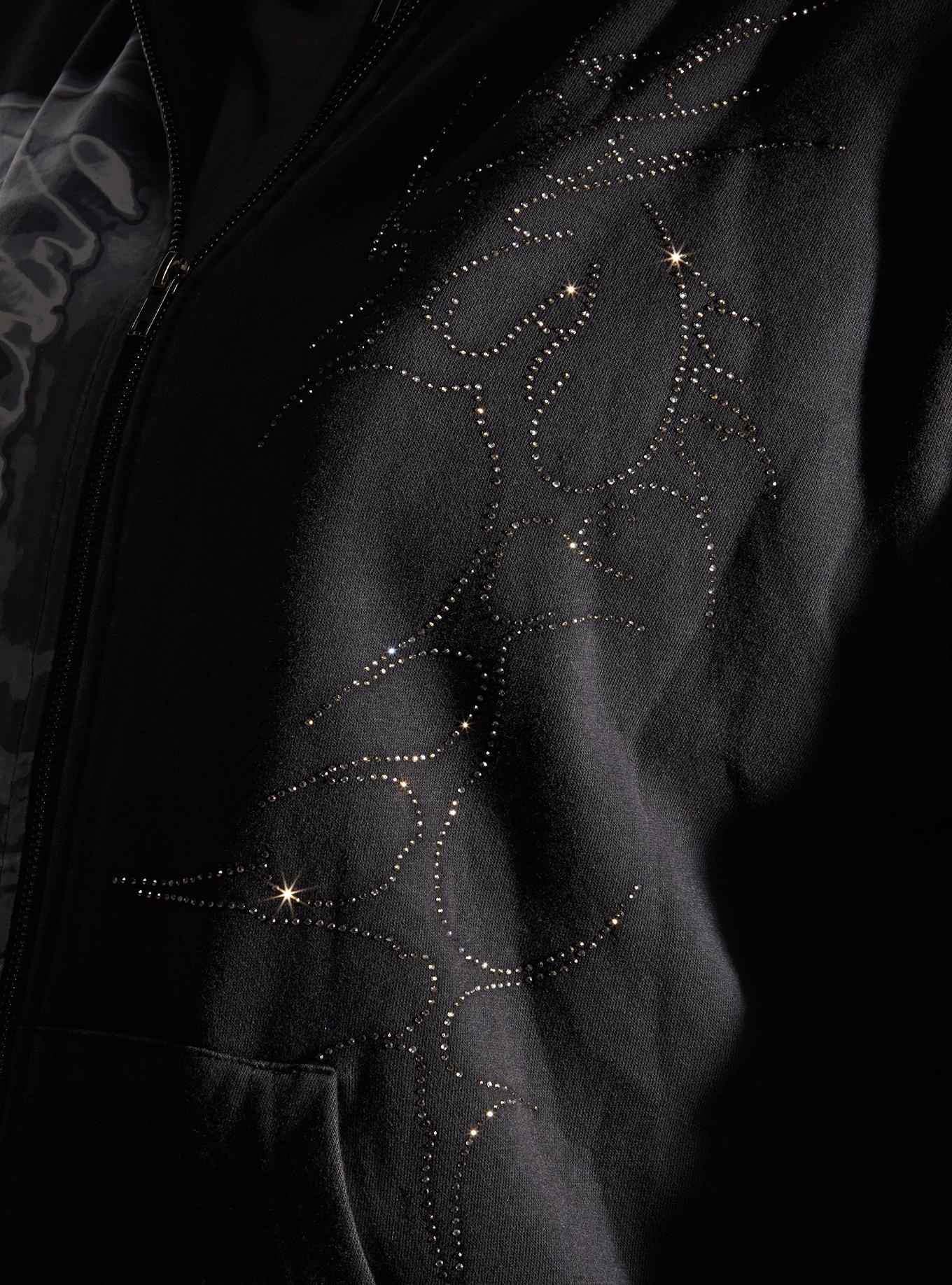 Social Collision Skeleton Cyber Sigil Rhinestone Girls Hoodie Plus Size, MULTI, alternate - view 4