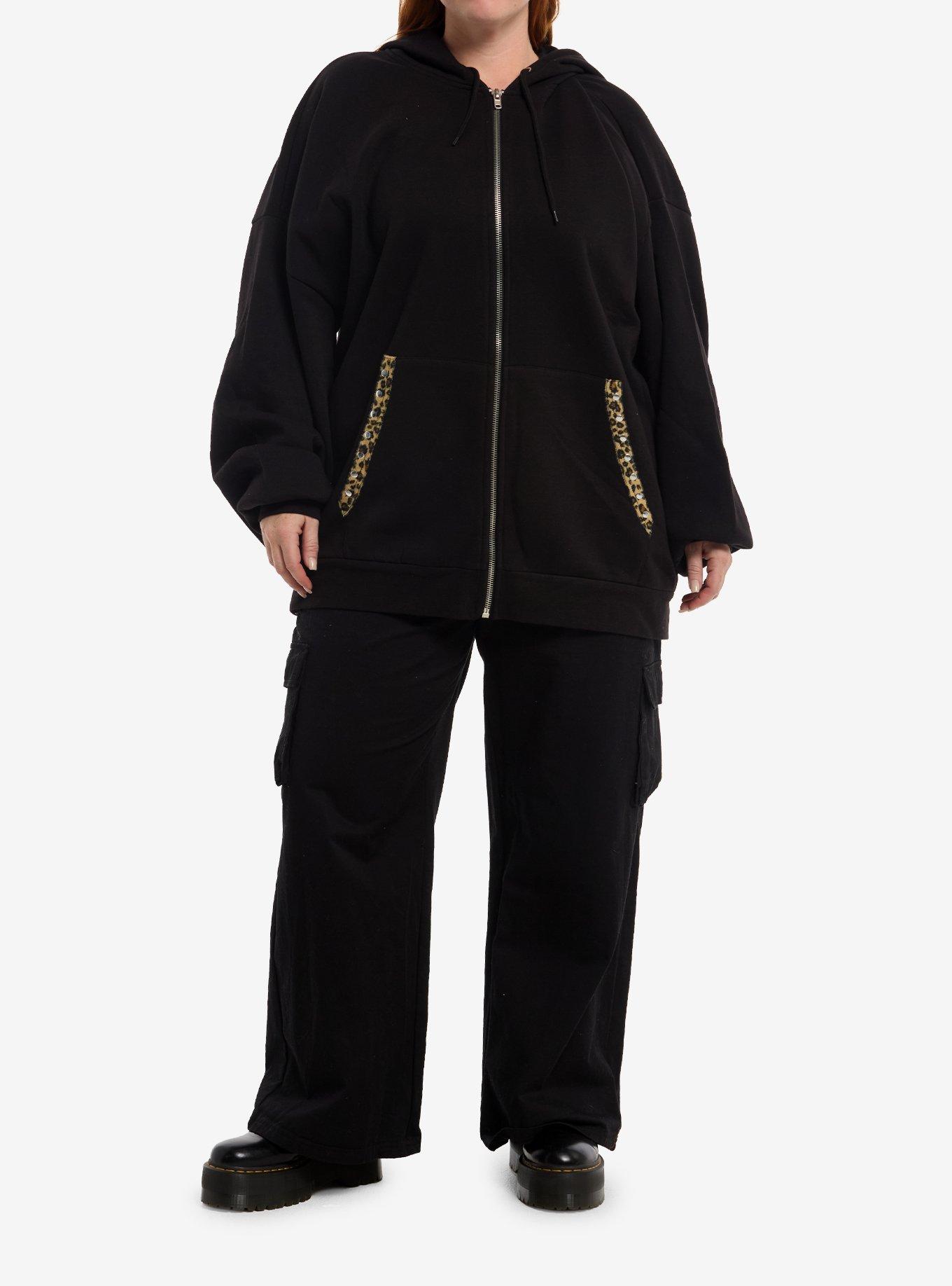 Social Collision Cheetah Skull & Crossbones Girls Oversized Hoodie Plus Size, MULTI, alternate - view 3