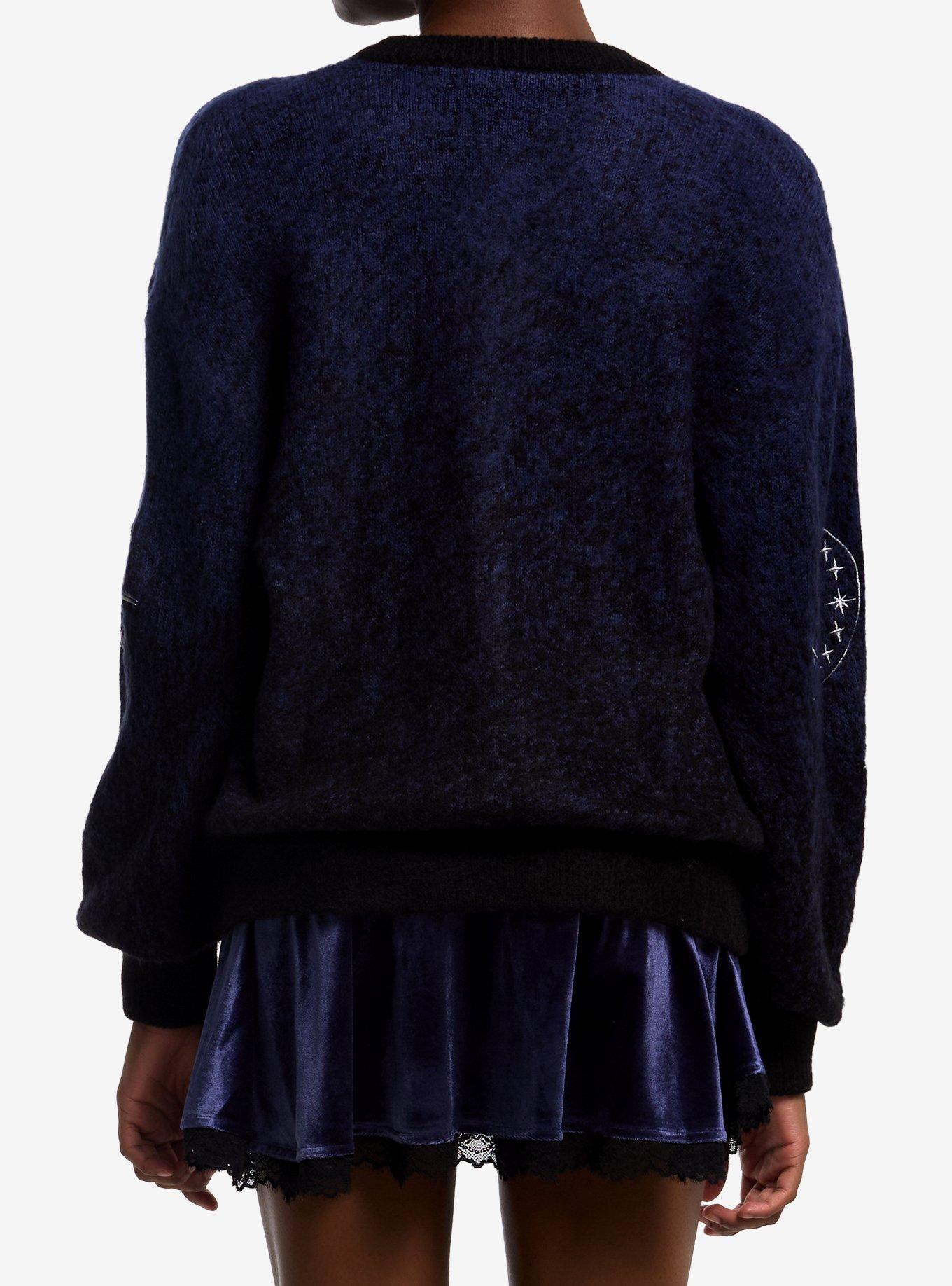 Cosmic Aura Celestial Blue Marled Embroidered Girls Cardigan, MULTI, alternate - view 3