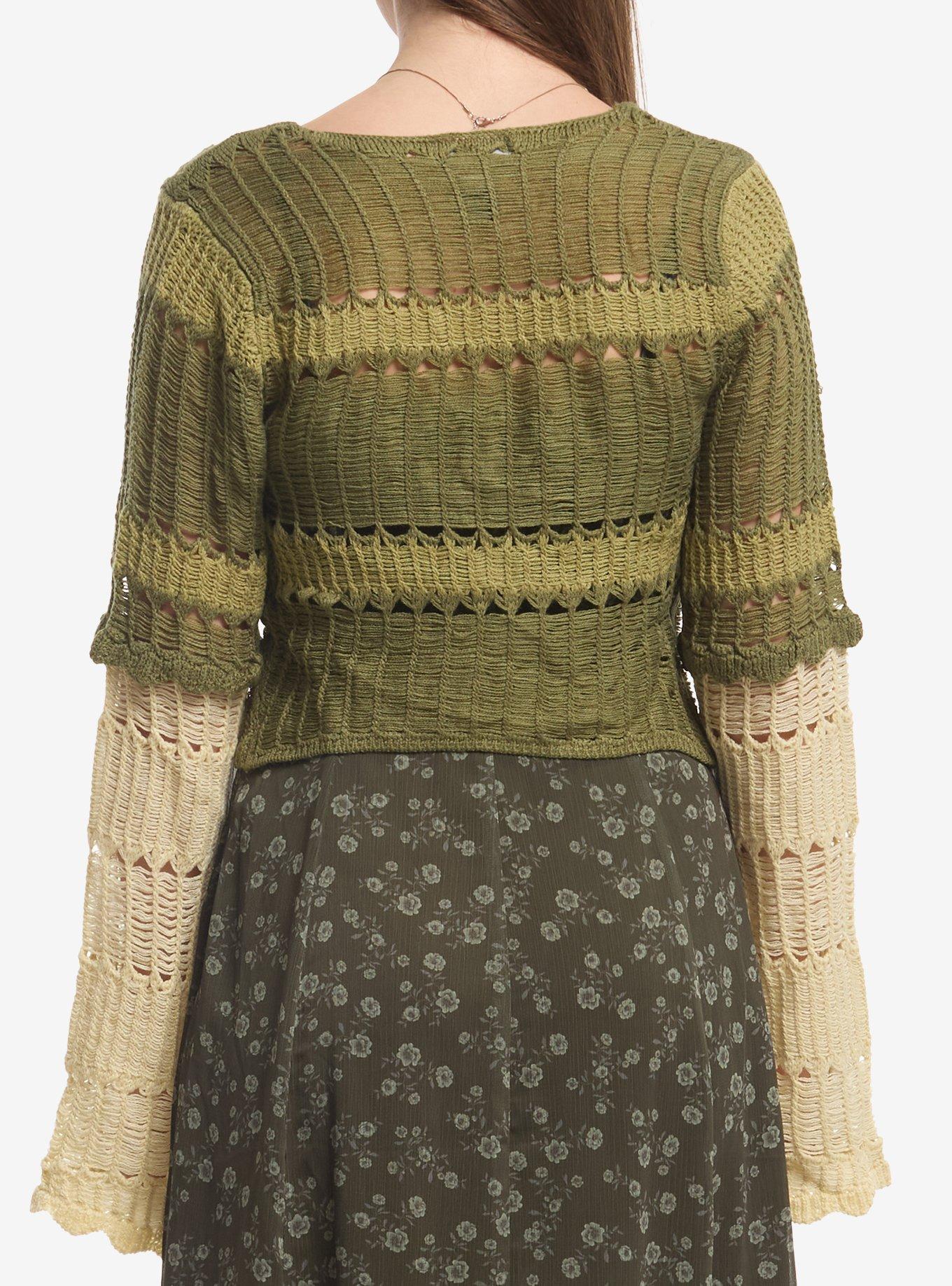 Thorn & Fable Green Stripe Girls Knit Shrug, MULTI, alternate - view 3