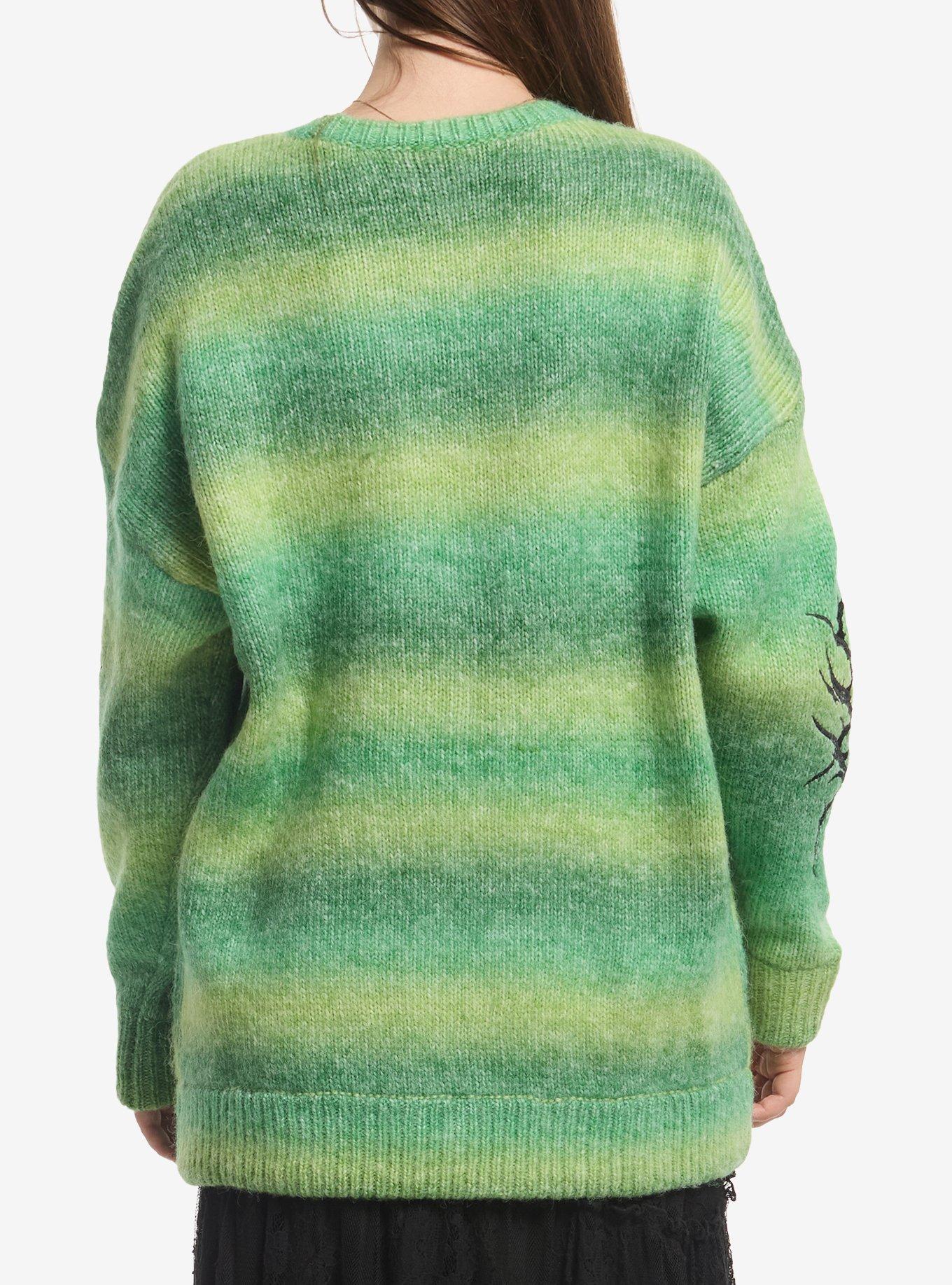 Social Collision Green Cyber Stripe Girls Sweater, MULTI, alternate - view 3