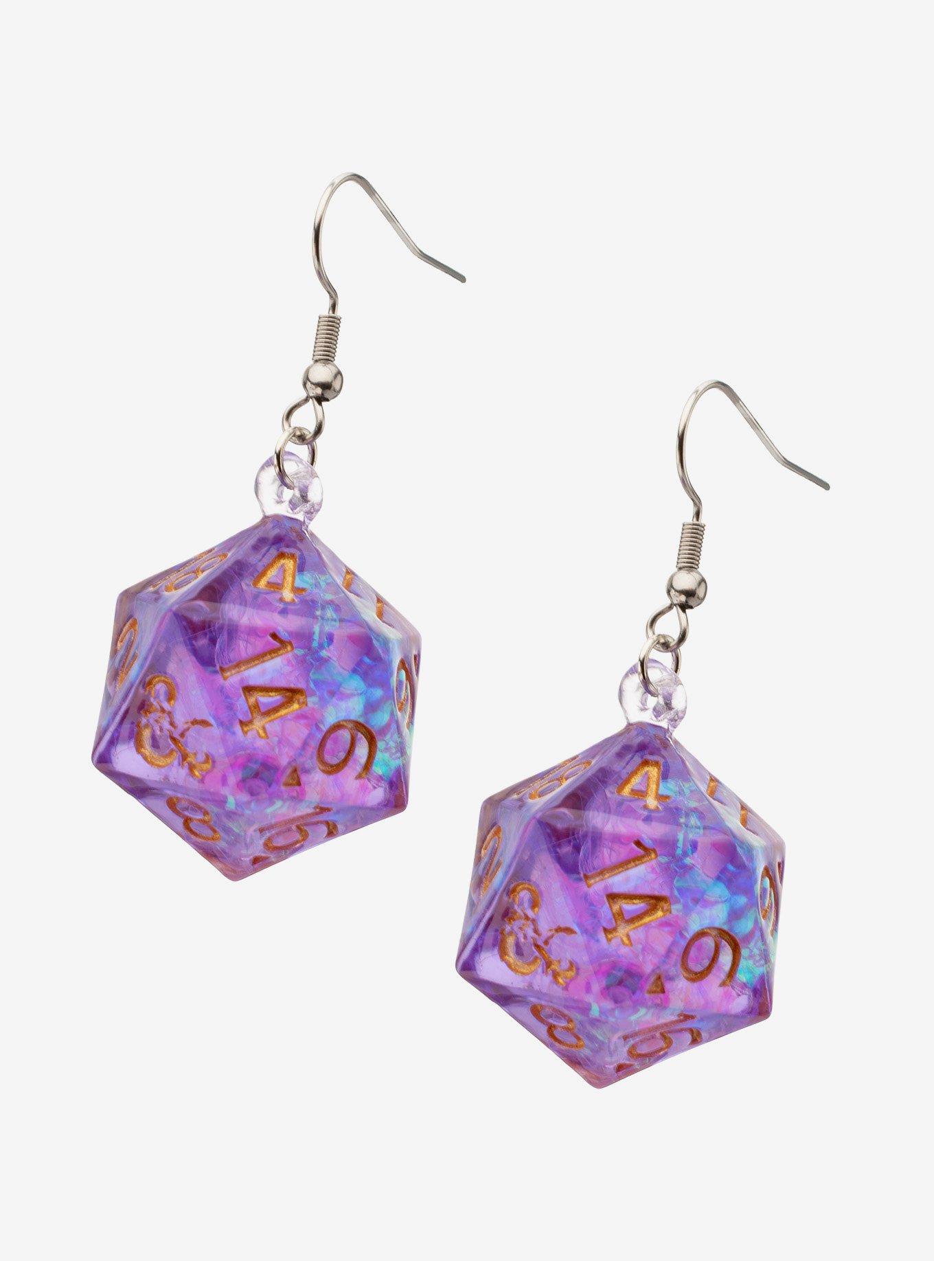 Dungeons & Dragons Purple D20 Drop Earrings, , alternate - view 3