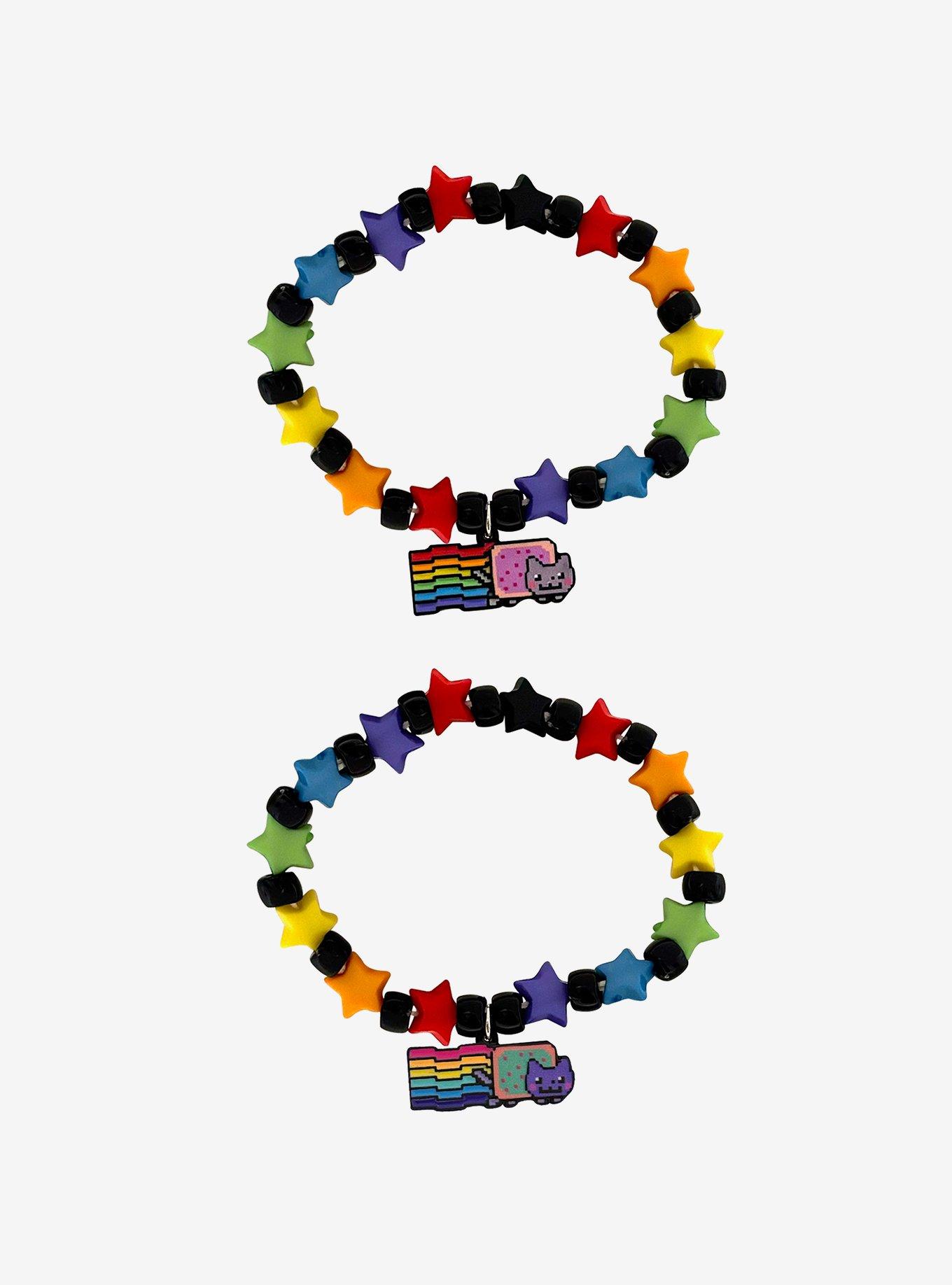 Nyan Cat Rainbow Best Friend Bead Bracelet Set, , hi-res