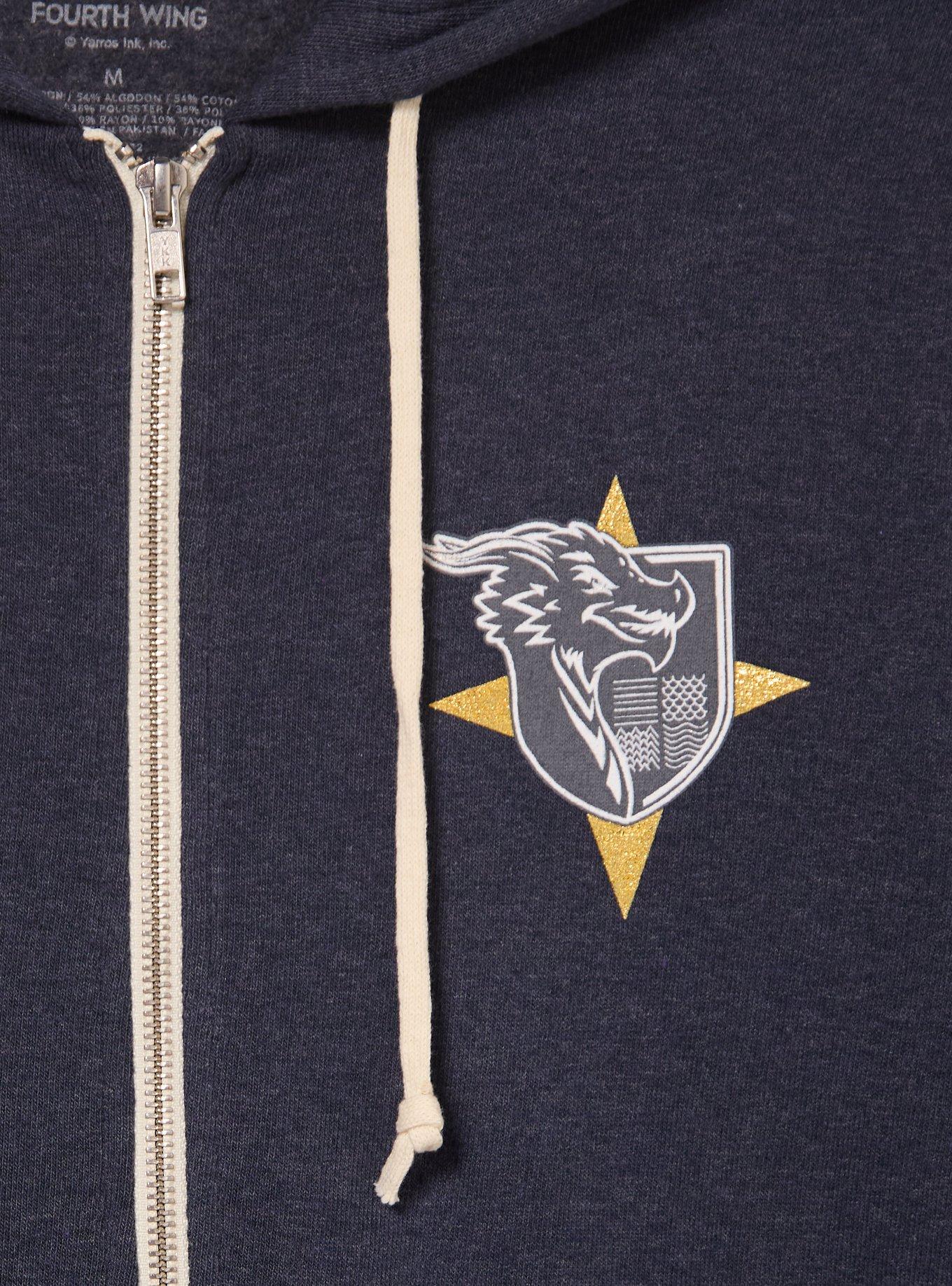 Fourth Wing Basgiath War College Zippered Hoodie - BoxLunch Exclusive, NAVY, alternate - view 3