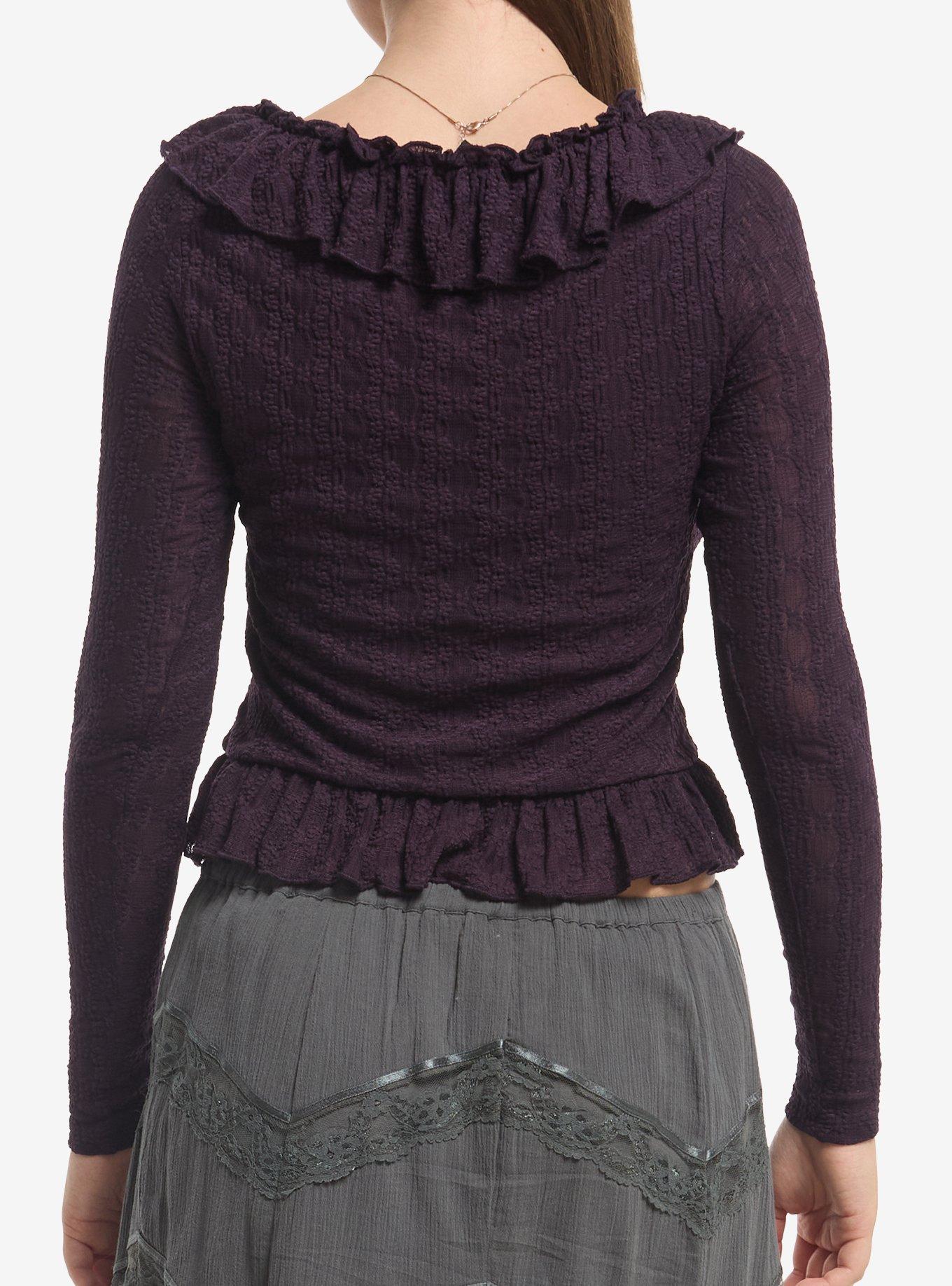 Thorn & Fable Plum Ruffle Girls Long-Sleeve Top, MULTI, alternate - view 3