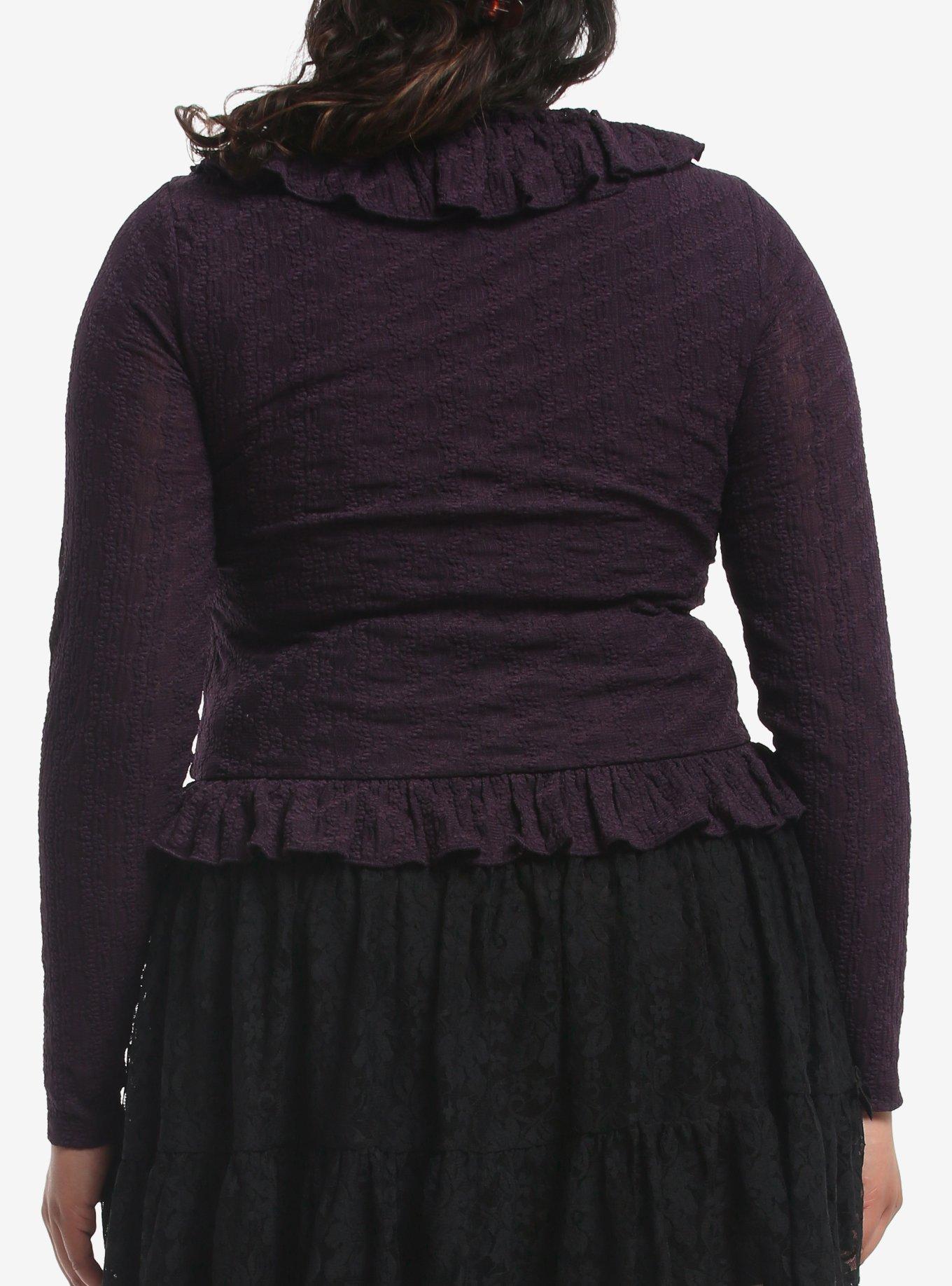 Thorn & Fable Plum Ruffle Girls Long-Sleeve Top Plus Size, MULTI, alternate - view 3