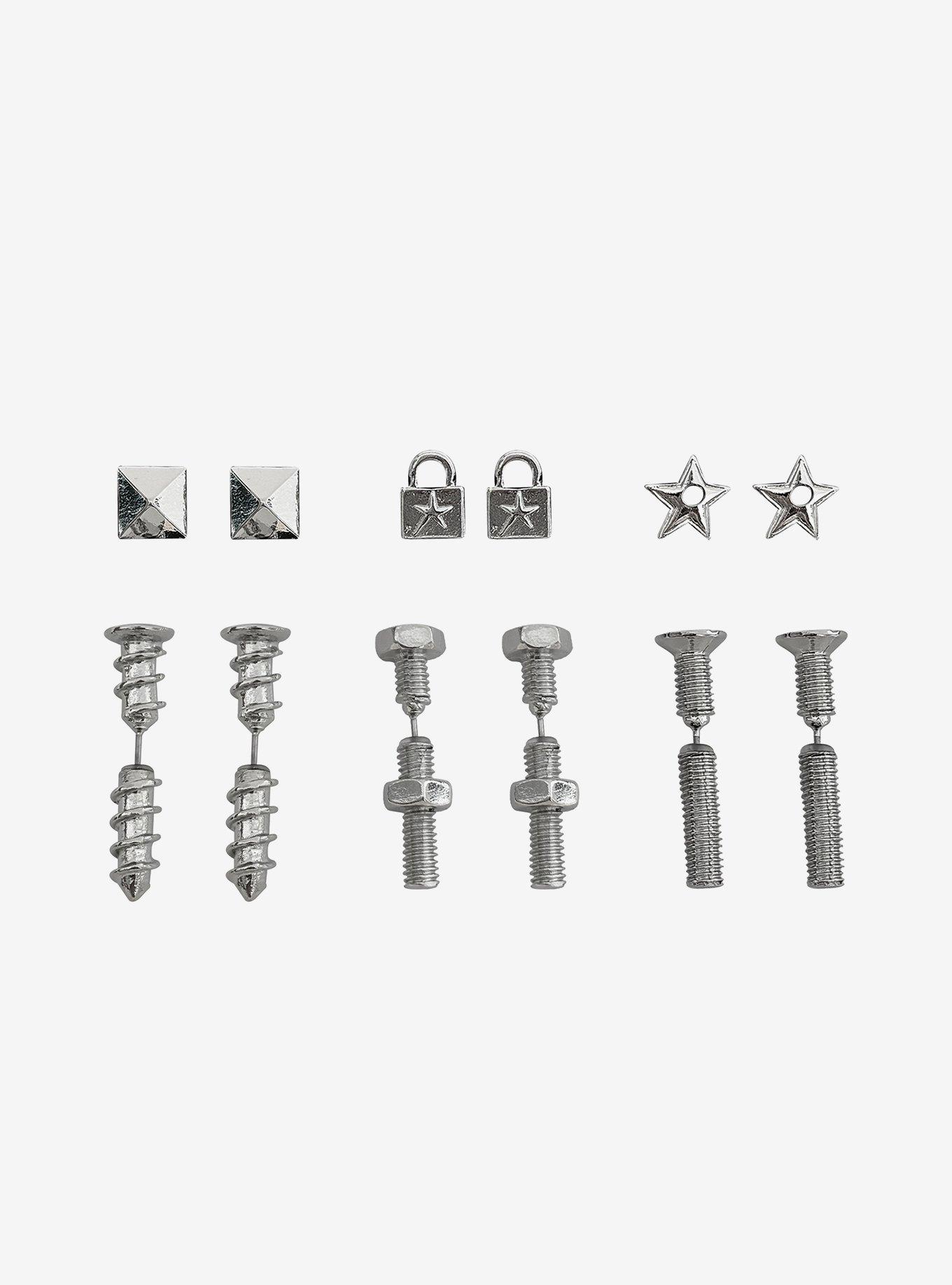 Social Collision Screw Lock Earring Set, , hi-res