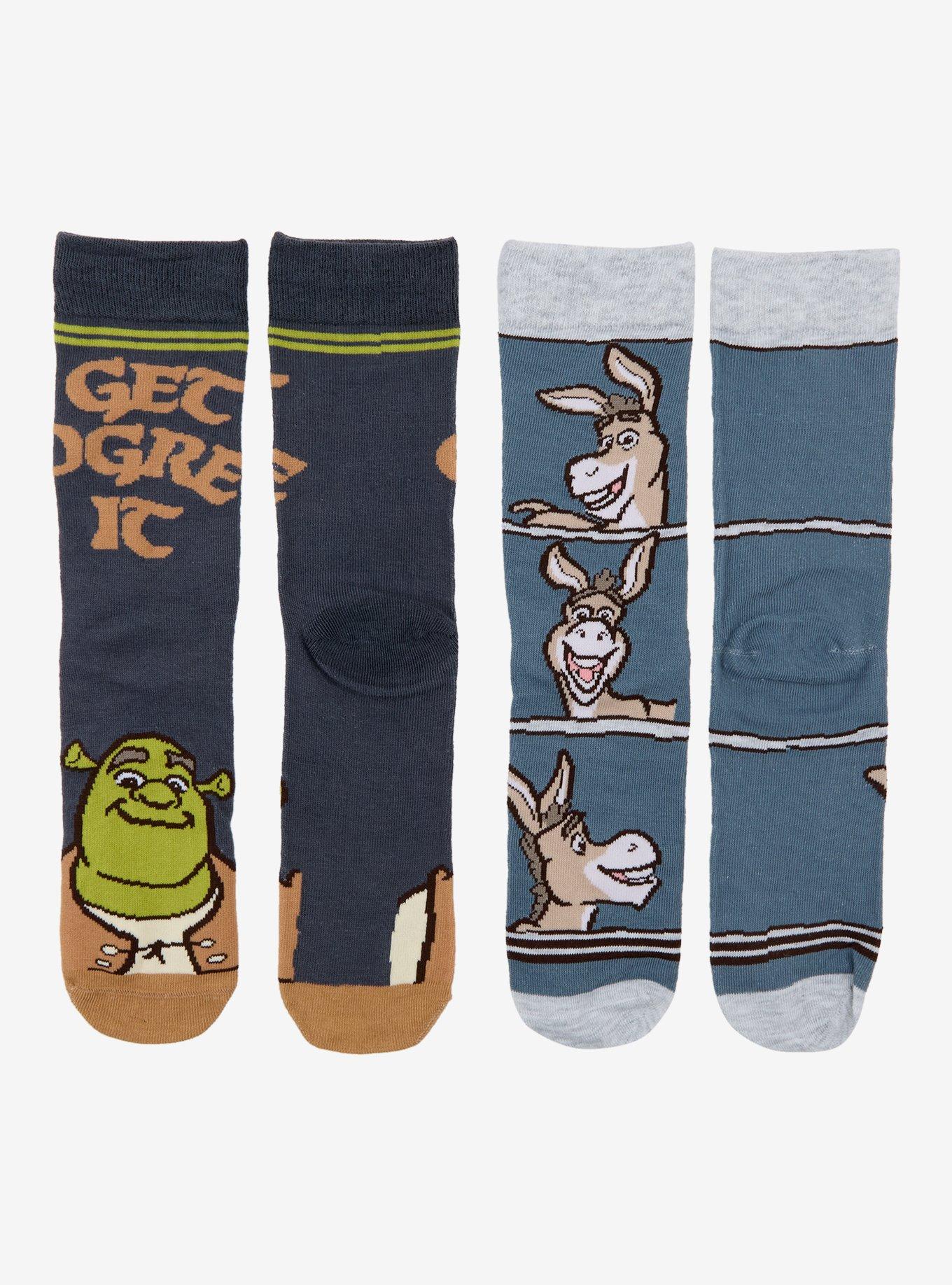 Shrek Ogre & Donkey Crew Socks 2 Pair, , hi-res