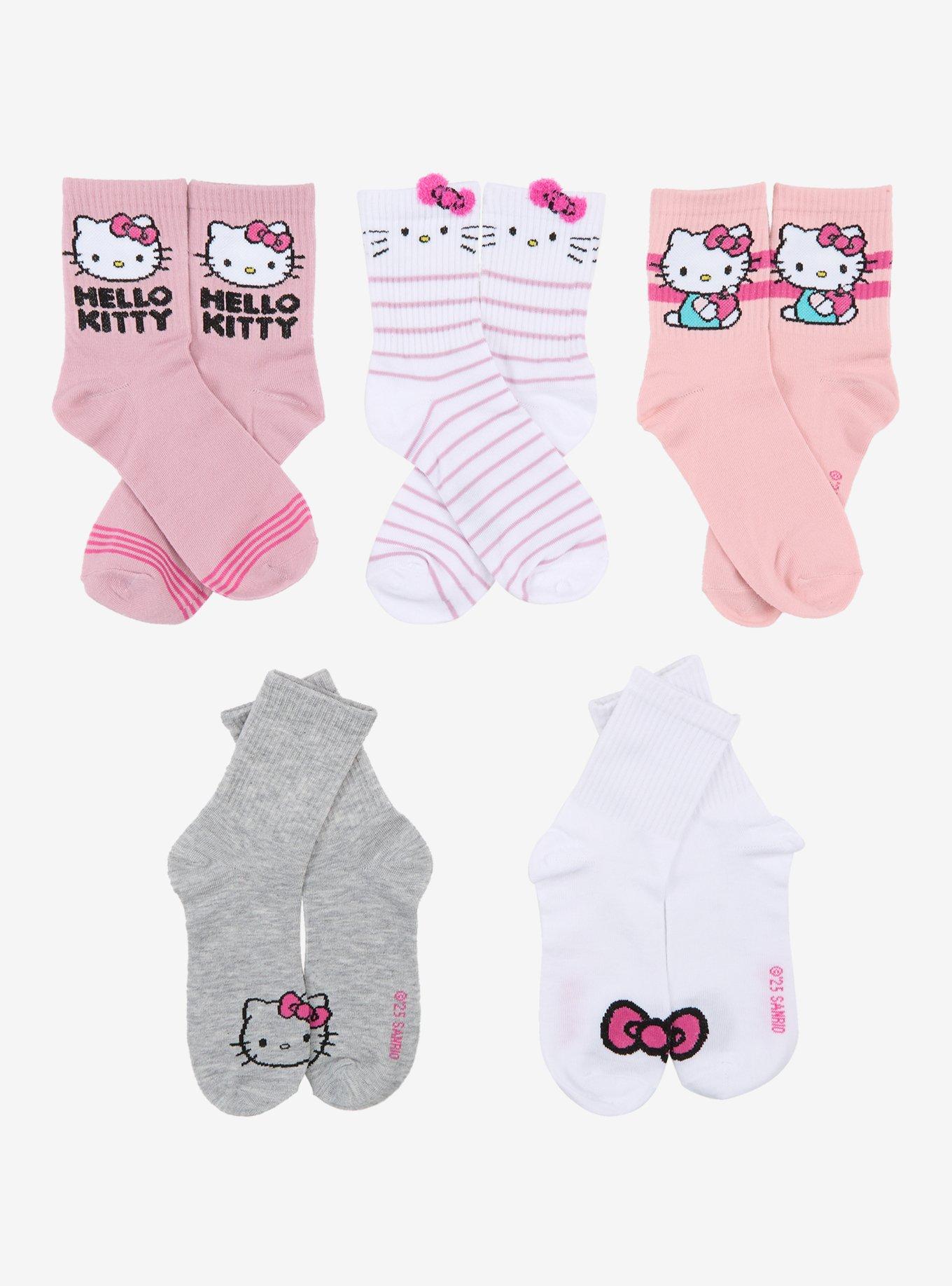 Hello Kitty Face Crew Socks 5 Pair, , hi-res