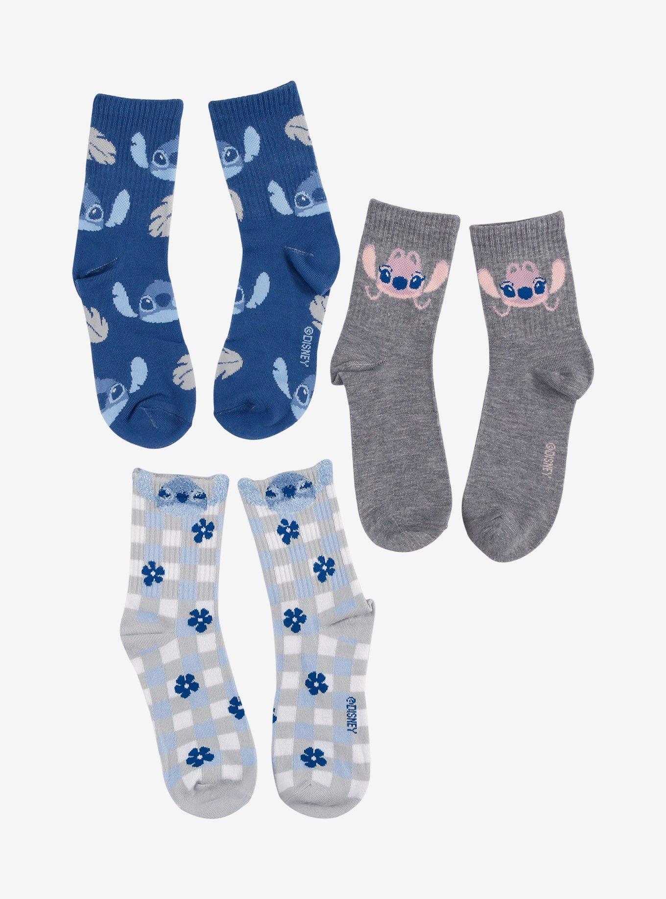 Disney Stitch & Angel Crew Socks 3 Pair, , hi-res