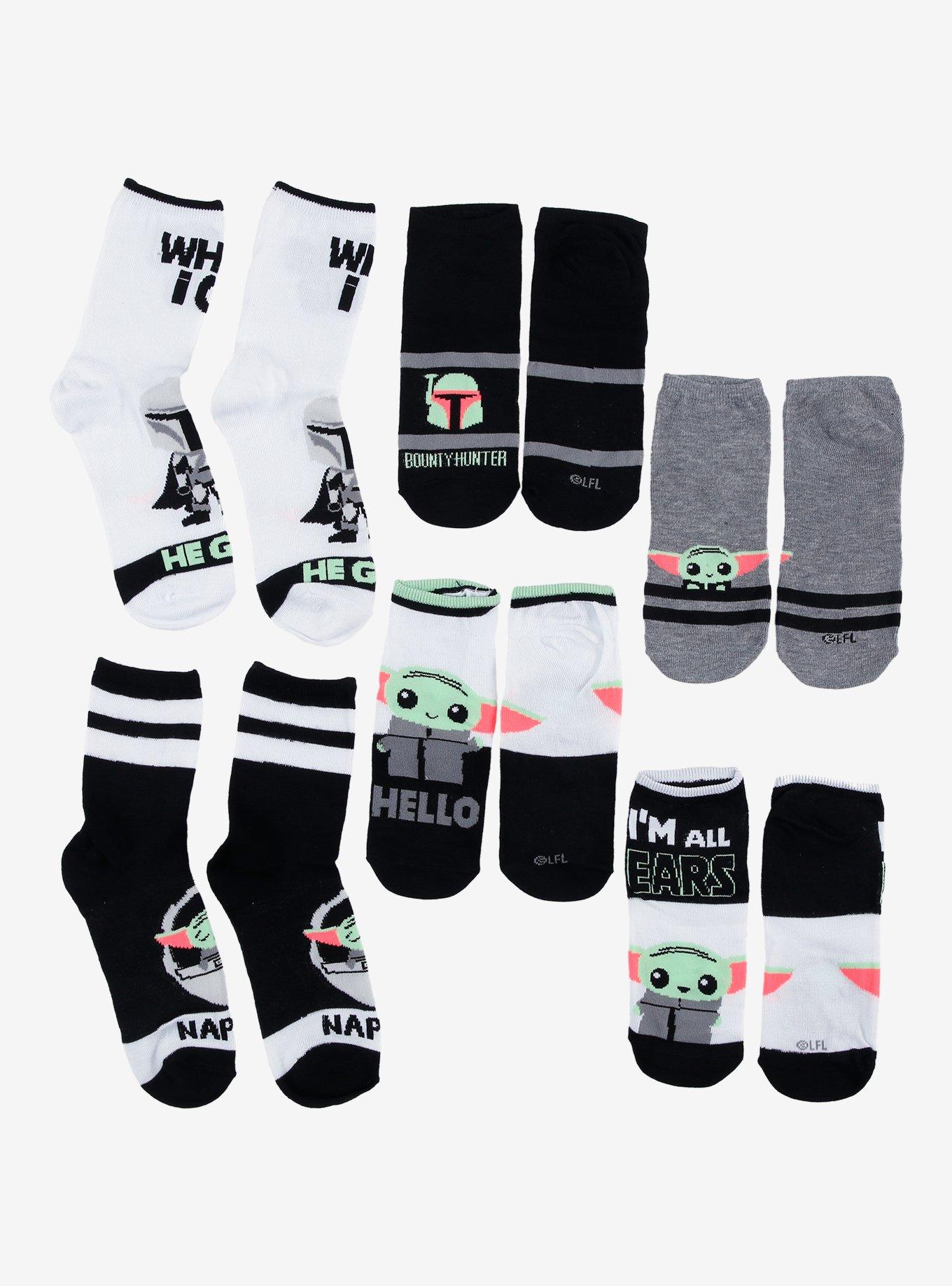 Star Wars The Mandalorian No-Show & Crew Socks 6 Pair, , hi-res