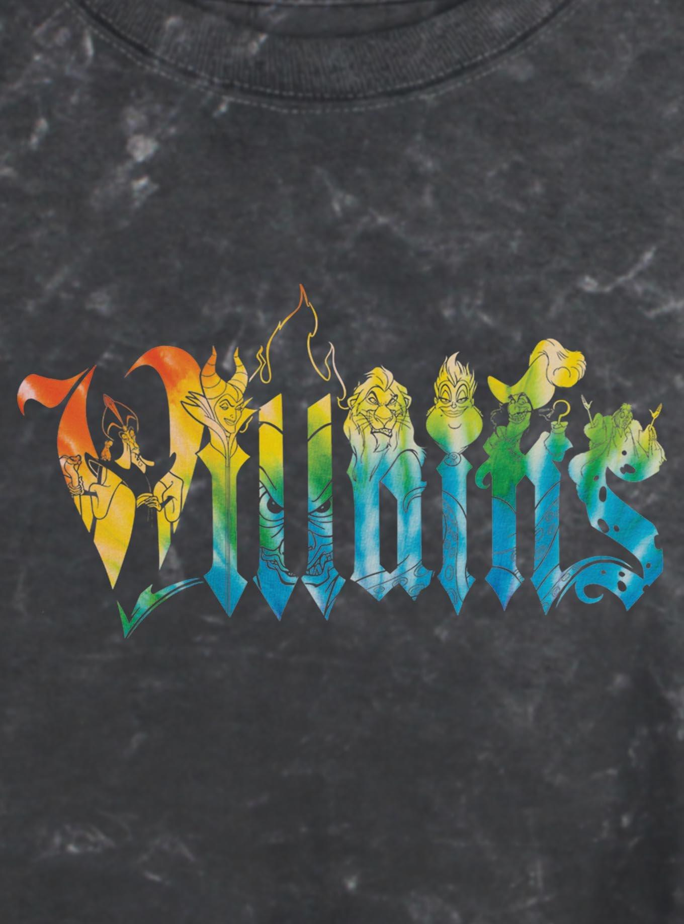 Disney Villains Character Letter Girls Mineral Wash Crop T-Shirt, , hi-res