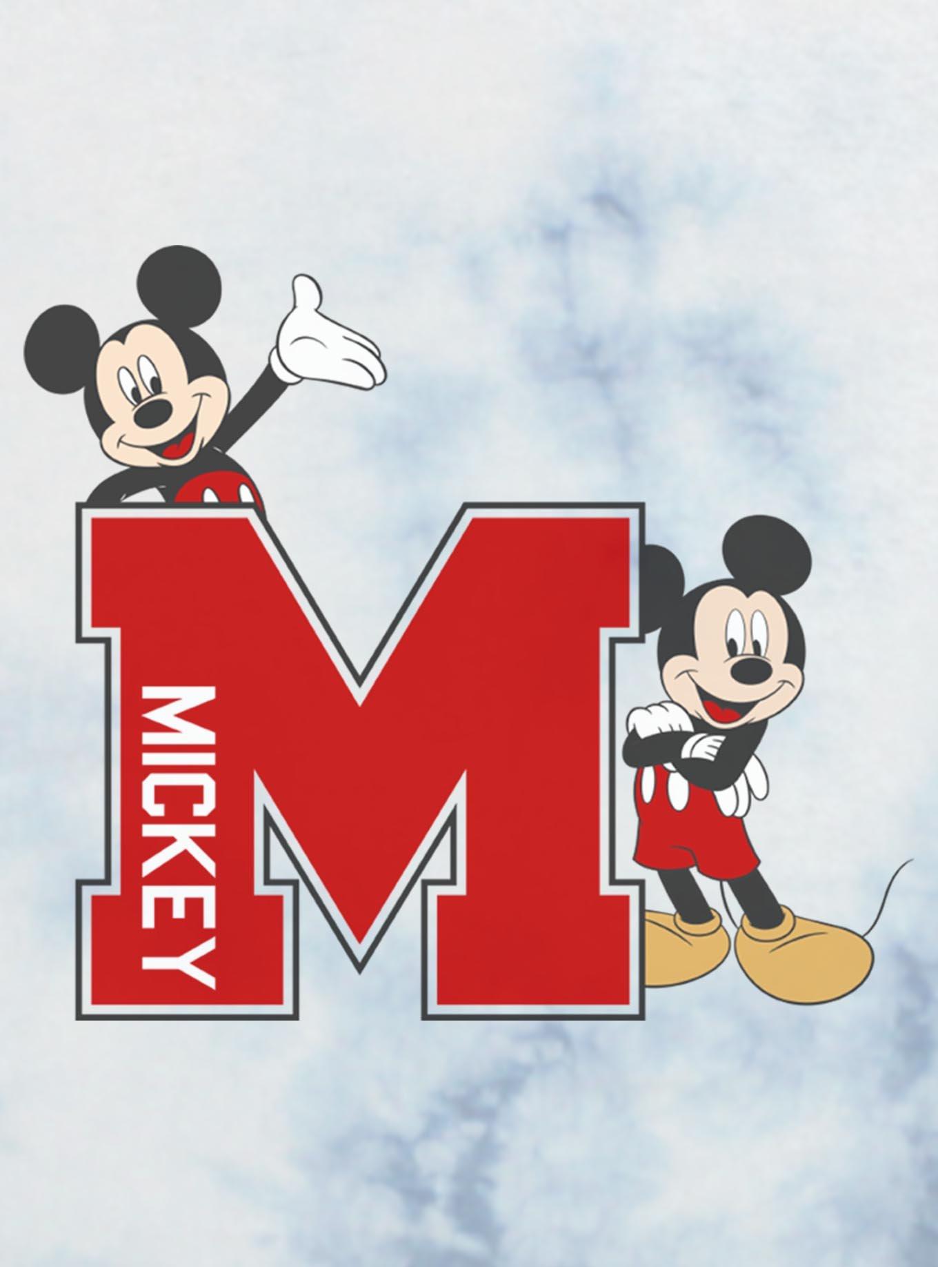 Disney Mickey Mouse M Varsity Girls Tie-Dye Crop T-Shirt, , hi-res