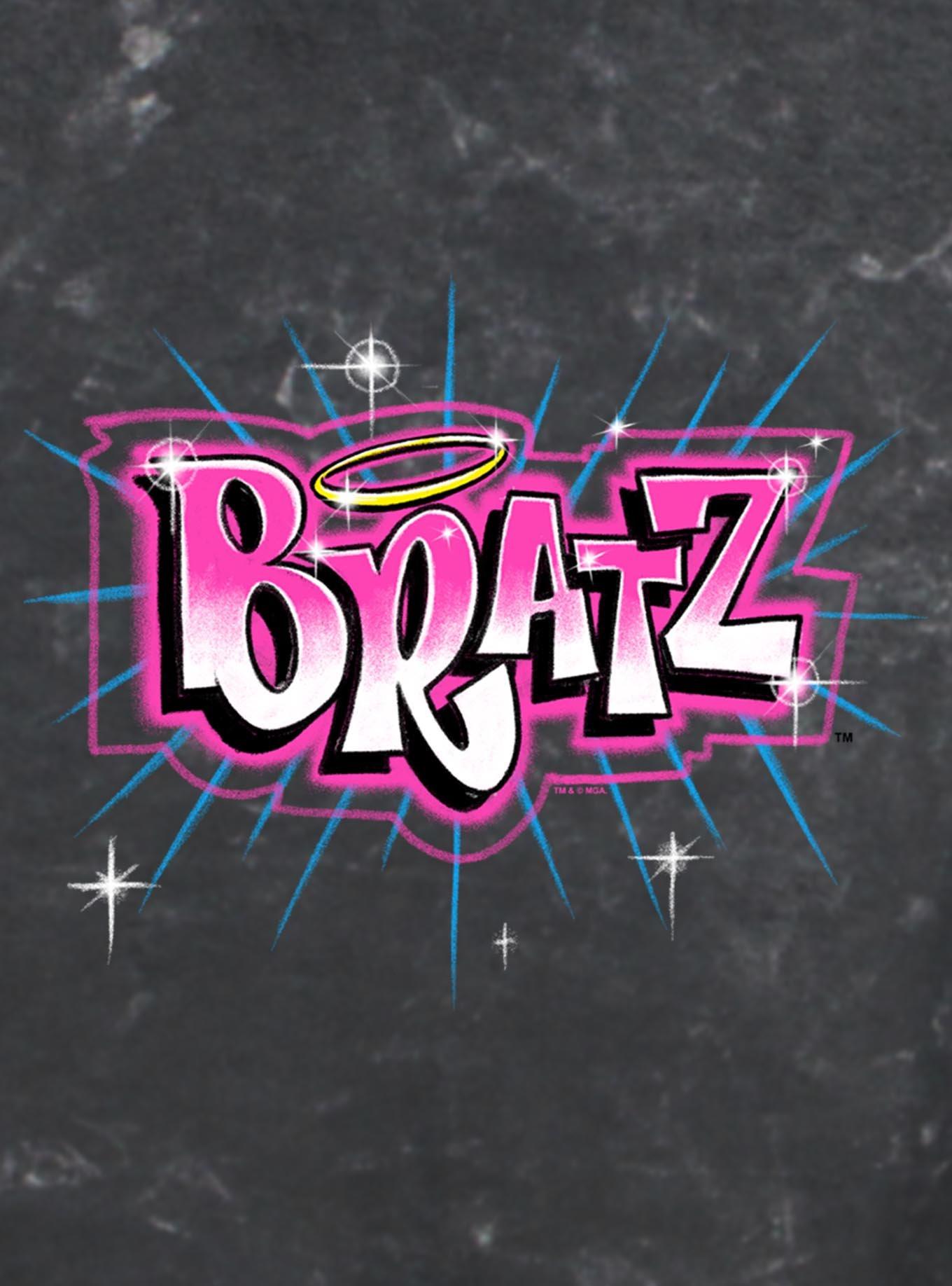 Bratz Logo Spray Paint Girls Mineral Wash Crop T-Shirt, , hi-res