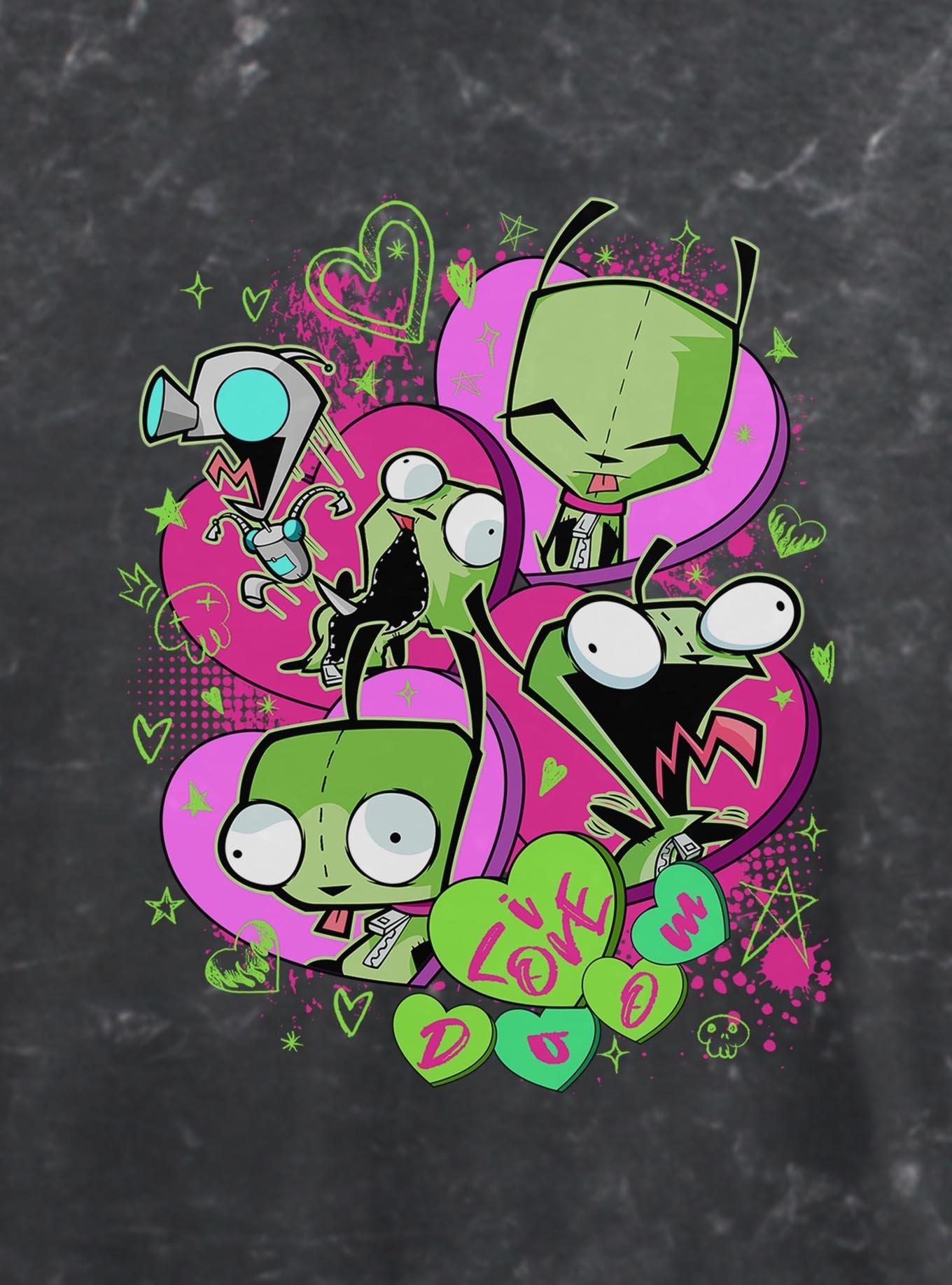 Invader ZIM I Love Doom Gir Girls Mineral Wash Crop T-Shirt, , hi-res