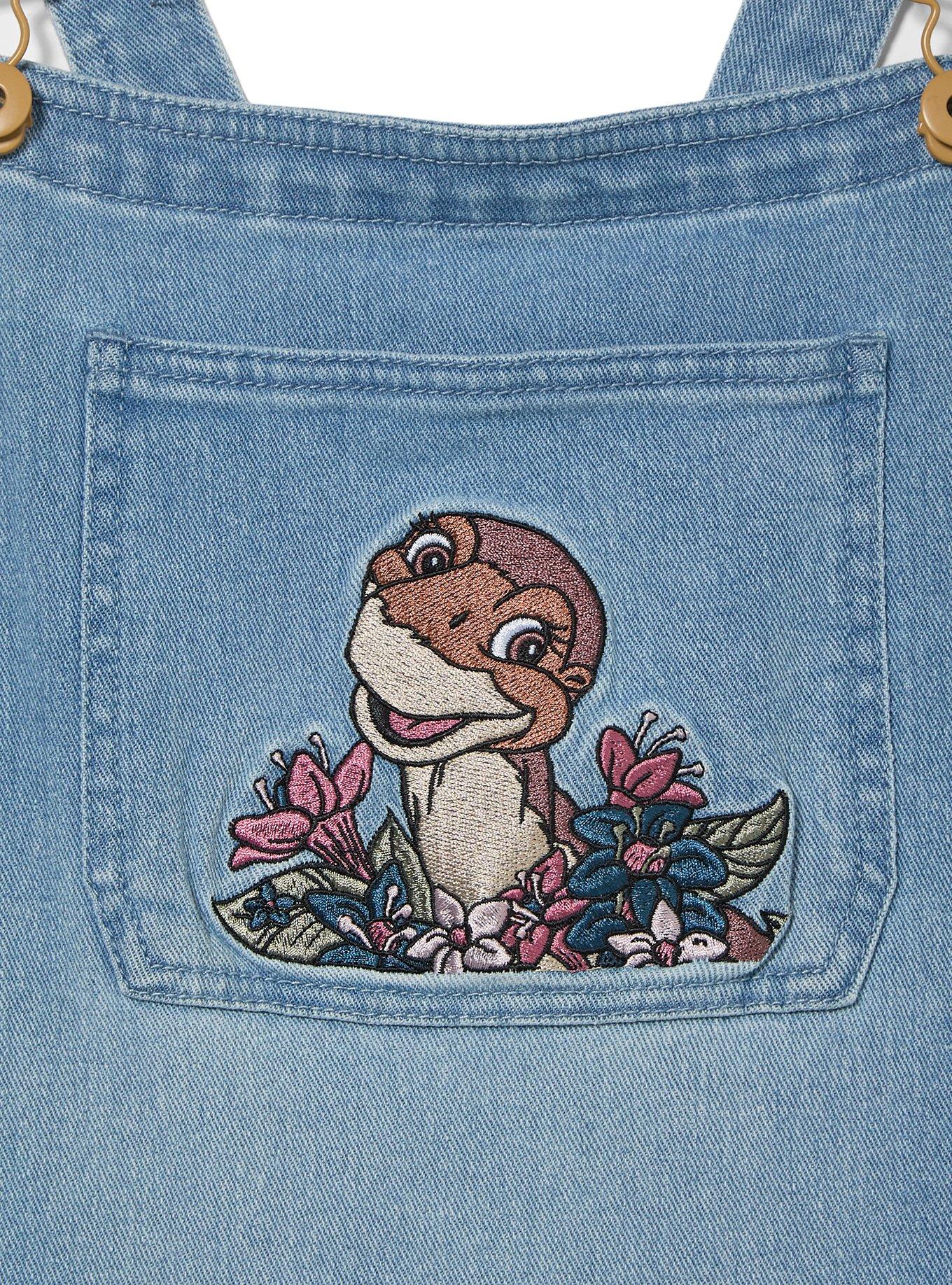 The Land Before Time Floral Characters Women's Plus Size Overalls - BoxLunch Exclusive, DENIM, alternate - view 3