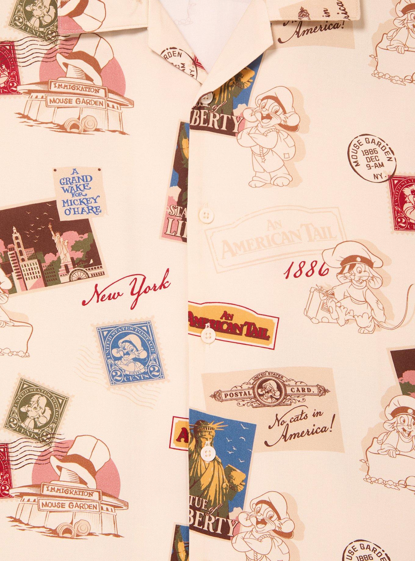 An American Tail Stamp Allover Print Woven Button-Up - BoxLunch Exclusive