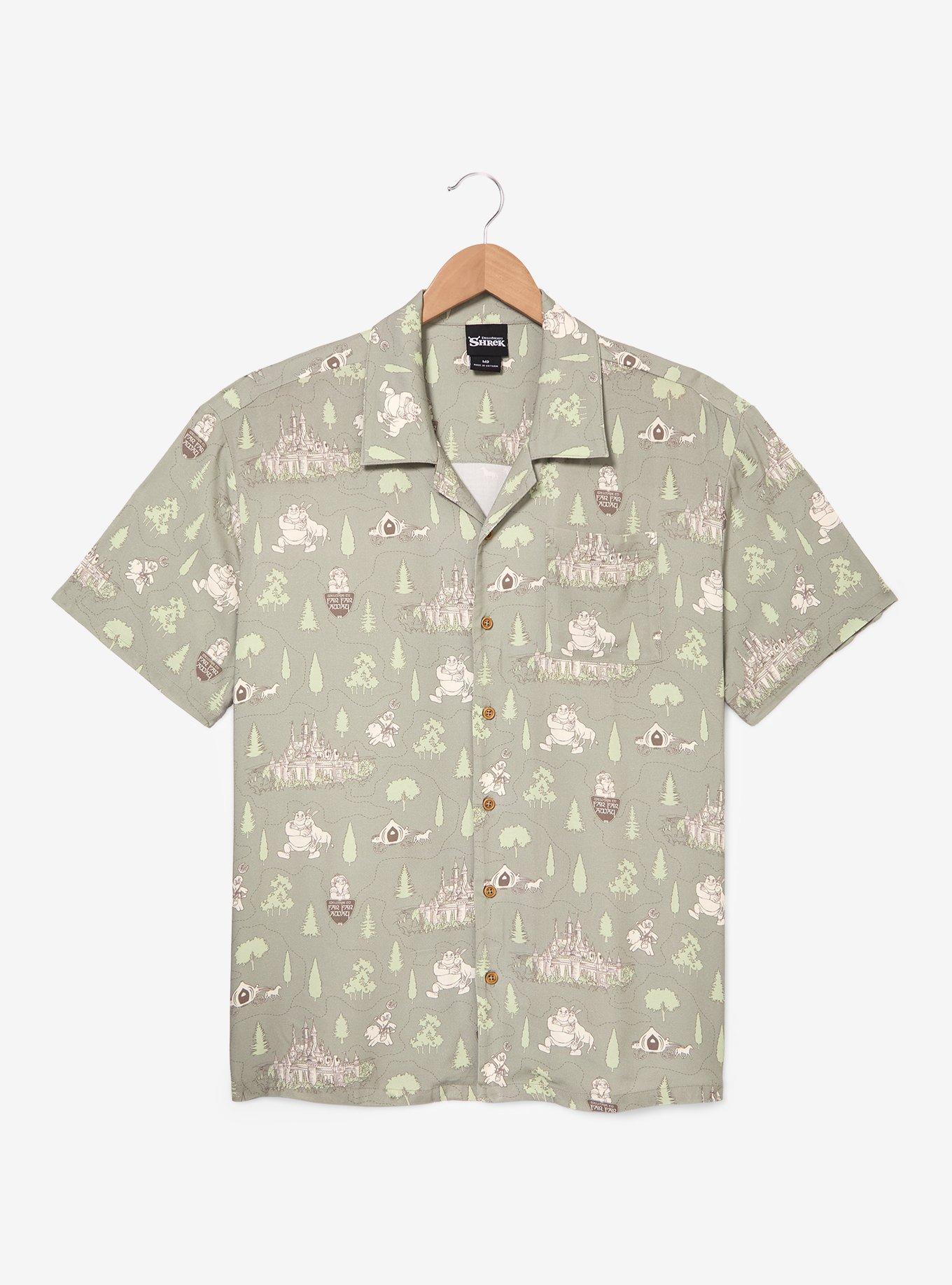 DreamWorks Shrek Tonal Icons Woven Button-Up - BoxLunch Exclusive, GREEN, alternate - view 2