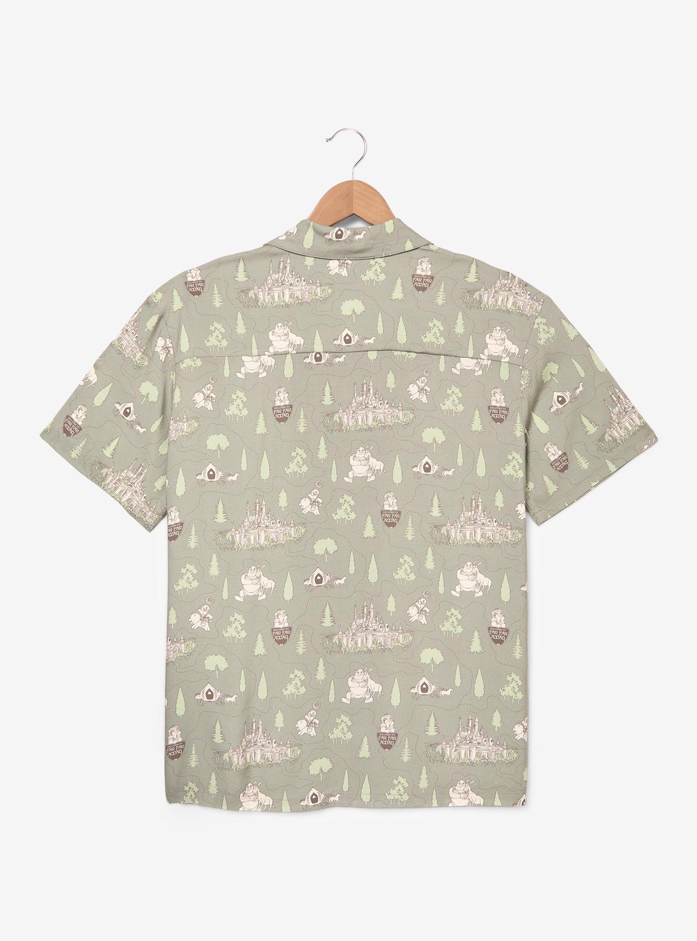 DreamWorks Shrek Tonal Icons Woven Button-Up - BoxLunch Exclusive, GREEN, alternate - view 3
