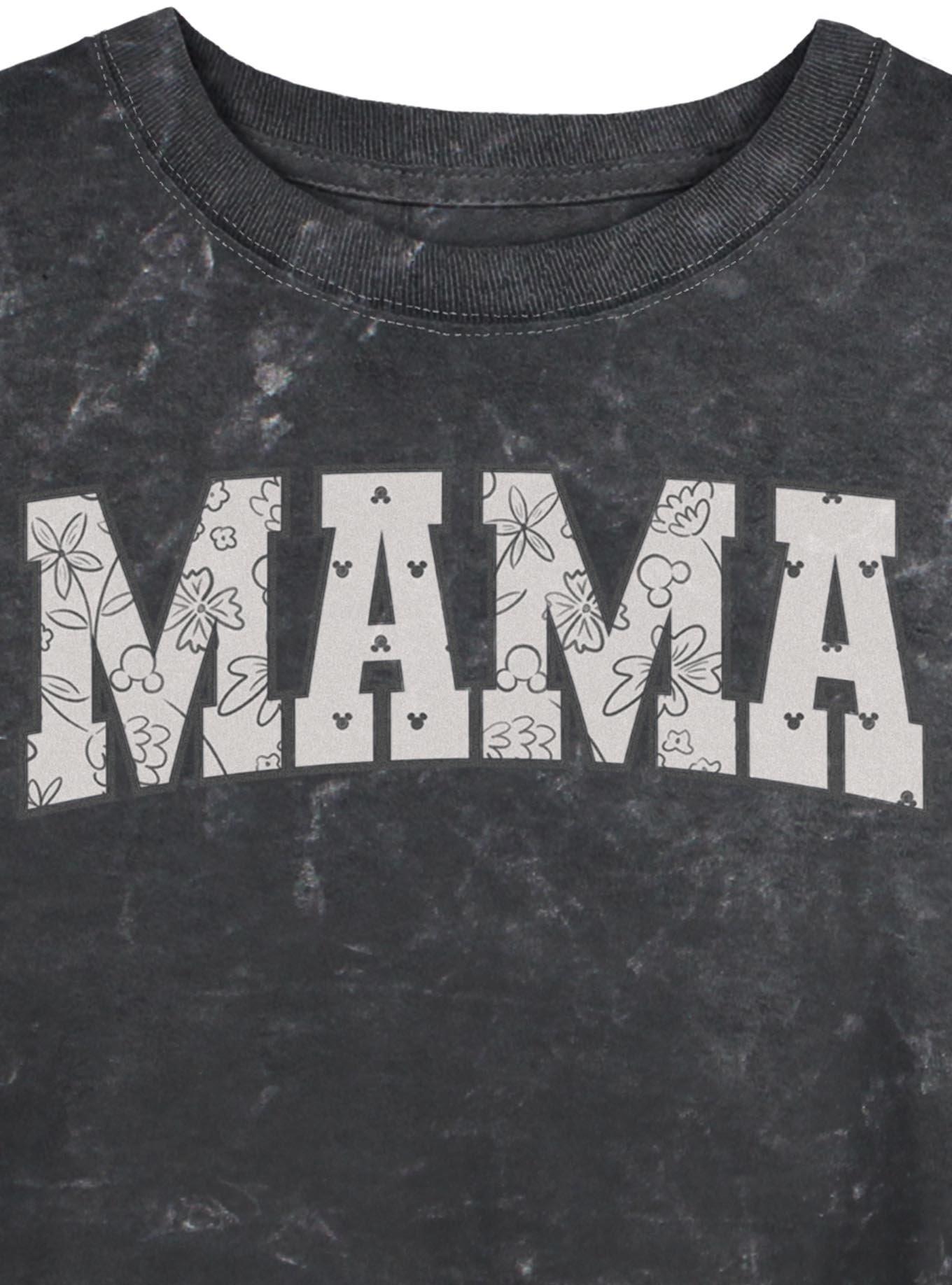Disney Mickey Mouse Mama Patterns Collegiate Girls Mineral Wash Crop T-Shirt, , hi-res