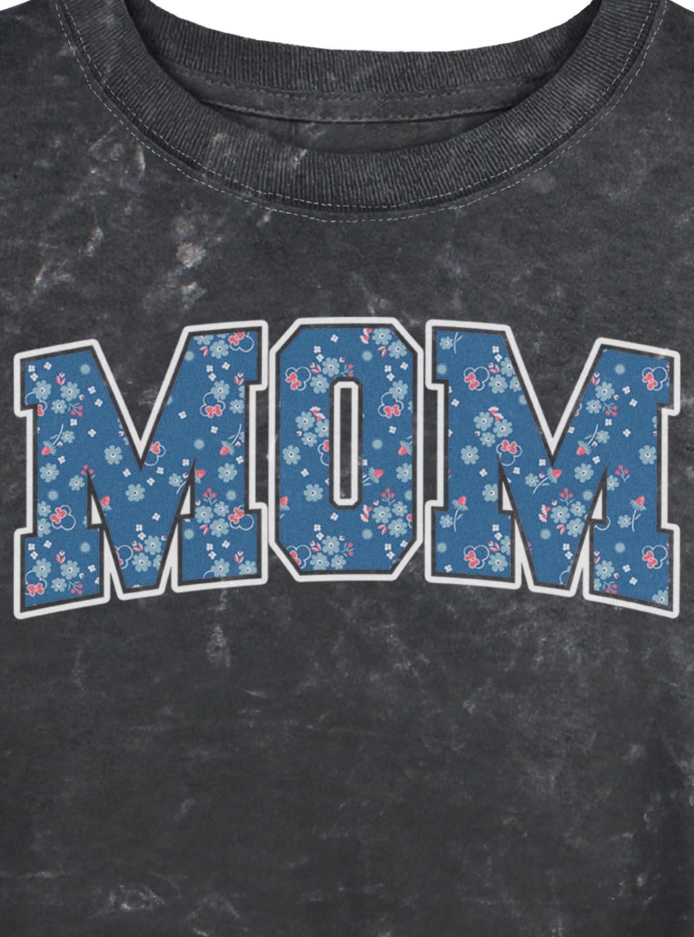 Disney Minnie Mouse Mom Collegiate Flower Pattern Girls Mineral Wash Crop T-Shirt, , hi-res